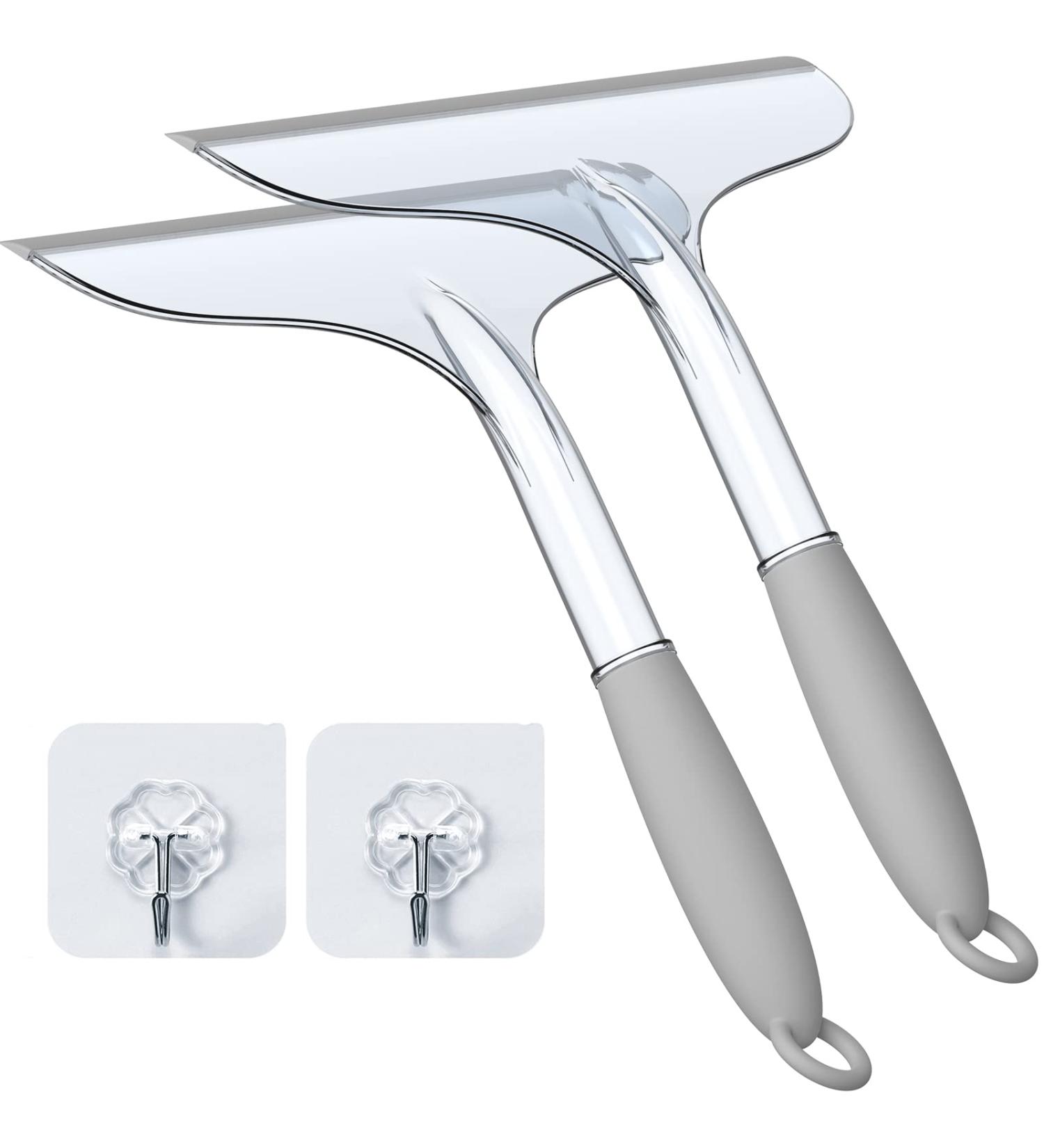 Streak-Free Shower Squeegee Set for Glass Doors, Tiles, and Mirrors - 2pcs with Hook - Buy Online on GoSupps.com