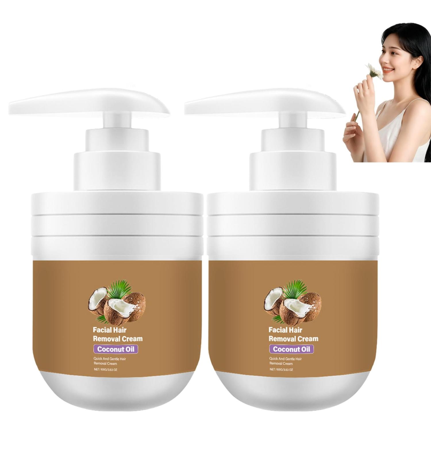 Cr me D pilatoire Visage l Huile de Noix de Coco Cr me d pilation Douce pour L vre Sup rieure et Menton limine les Poils Sans Irritation Soin Apaisant pour Peaux Sensibles Femmes et Hommes (2pc) - Buy Online on GoSupps.com