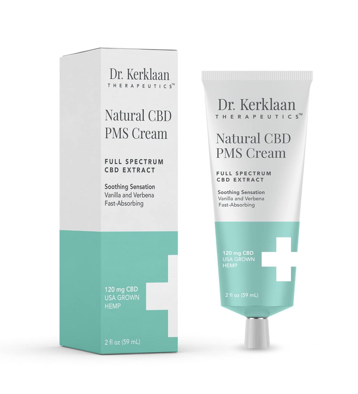 Dr Kerklaan CBD Therapeutics Natural PMS Cream 2 fl oz/59ML Bodycare Cream To Relax and Soothe Uplifting Scent of Vanilla & Verbena Fast-Absorbing Natural CBD PMS Cream 60ml - Buy Online on GoSupps.com