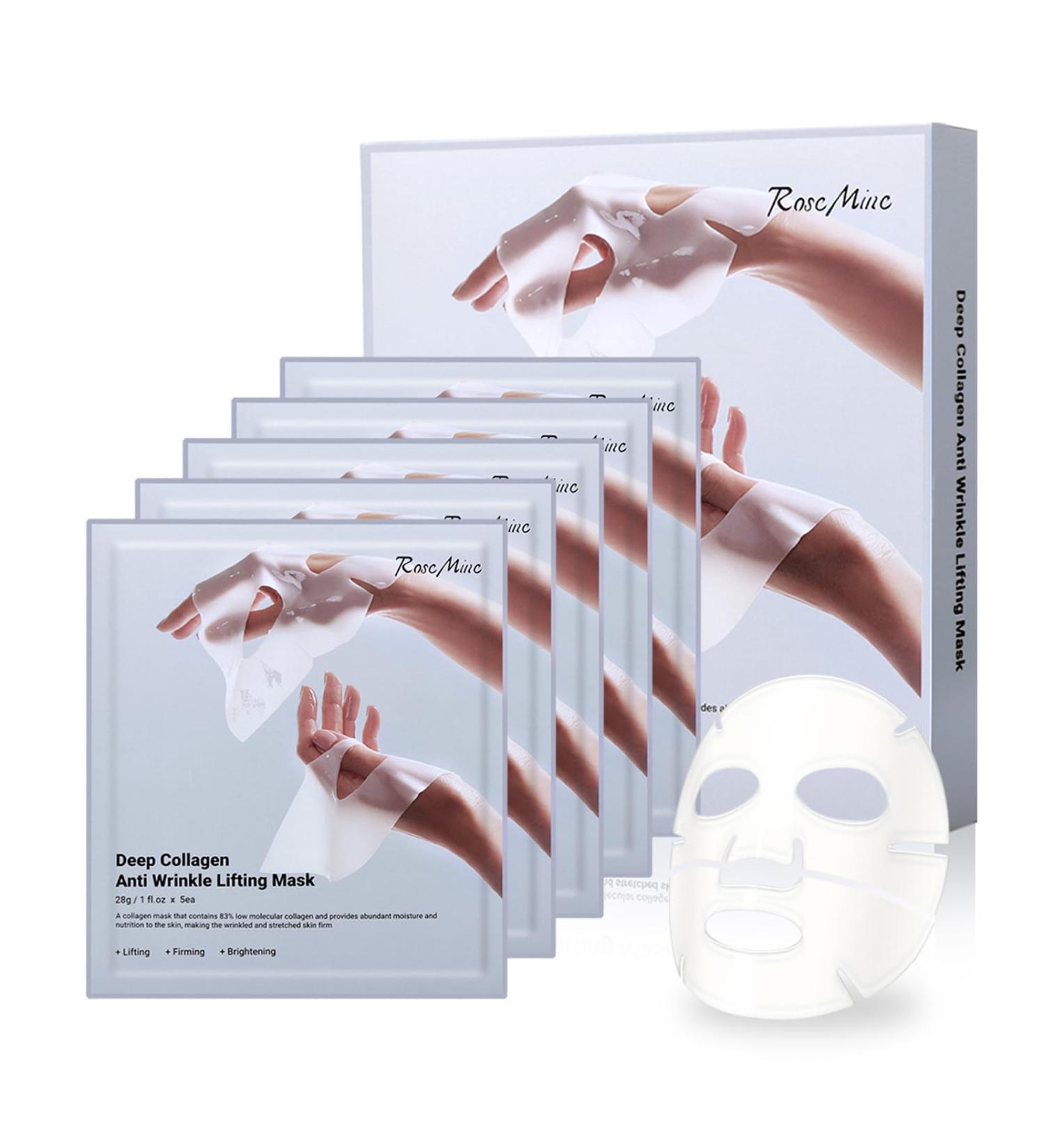 5PC Deep Collagen Anti-Wrinkle Lifting Mask | Hydrating Facial Sheet Masks for Elasticity & Moisturizing - Buy Online on GoSupps.com
