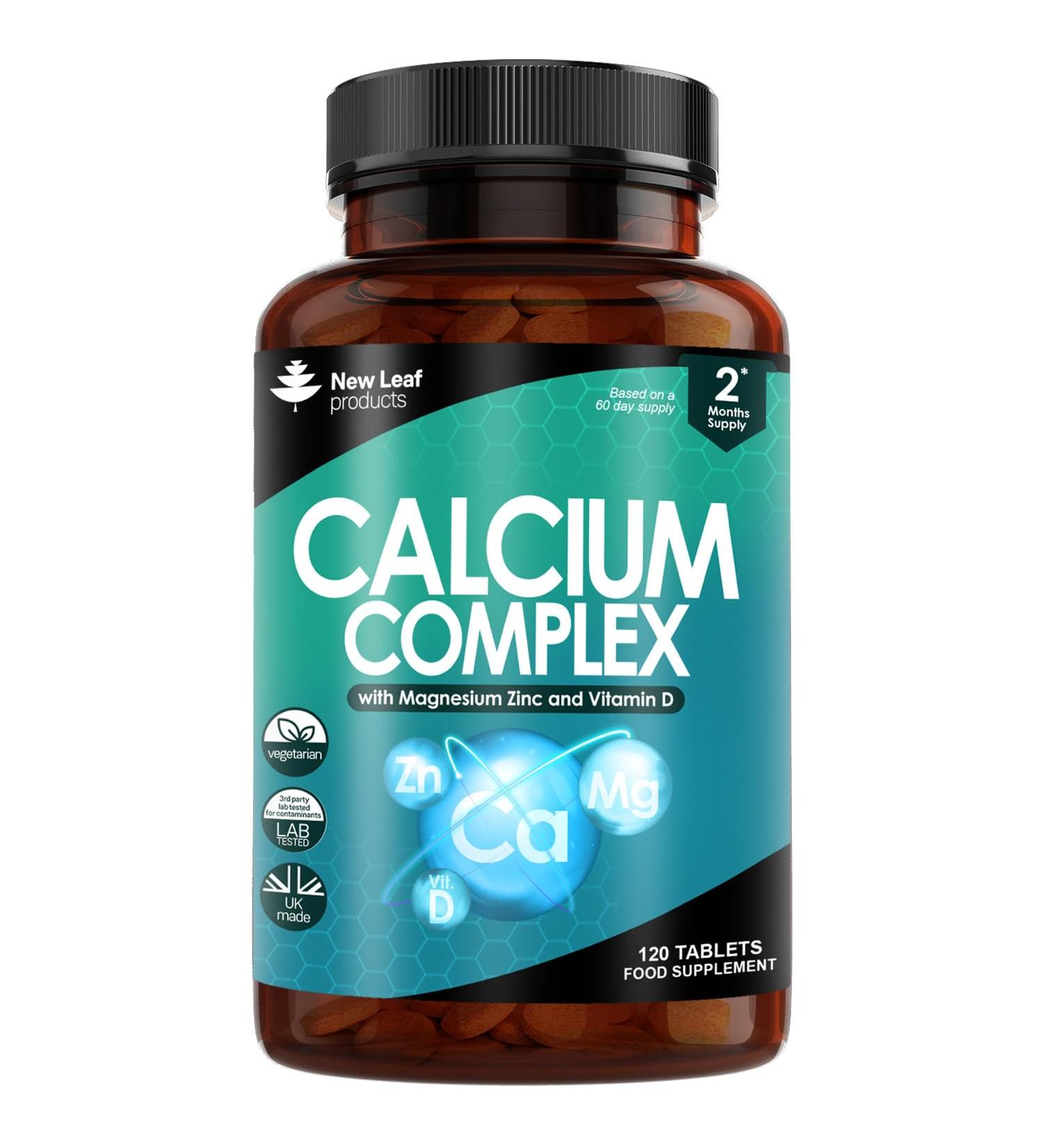 Calcium Magnesium Zinc & Vitamin D Supplement - 120 High Strength Tablets - Made in UK - Buy Online on GoSupps.com