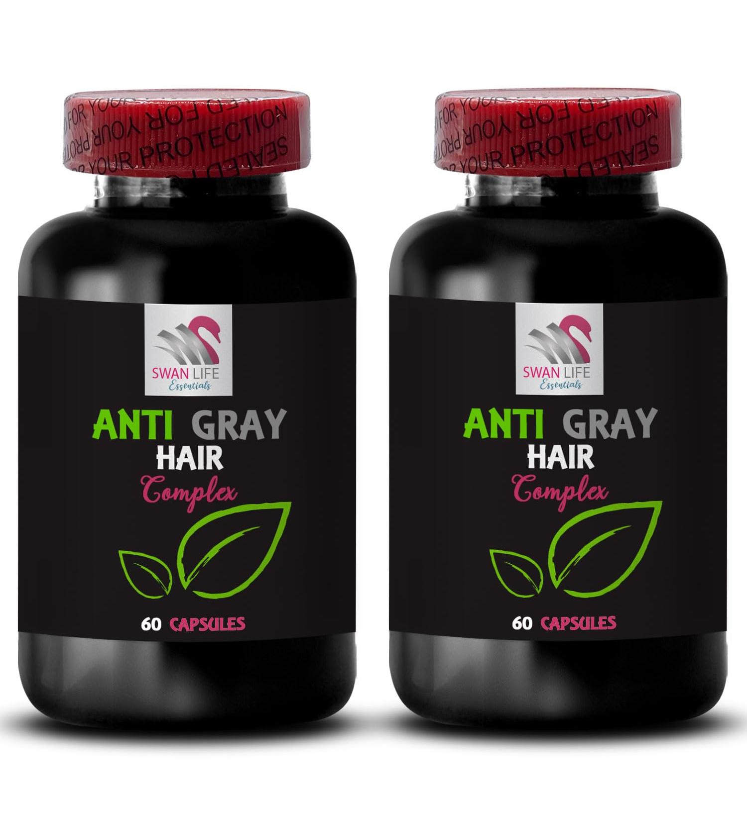 Anti gray hair pills - ANTI GRAY HAIR COMPLEX - Color restoration Hair glow Color balance Fresh color Anti gray hair vitamins Gray hair support Lustrous hair 2 Bottles 120 Capsules - Buy Online on GoSupps.com