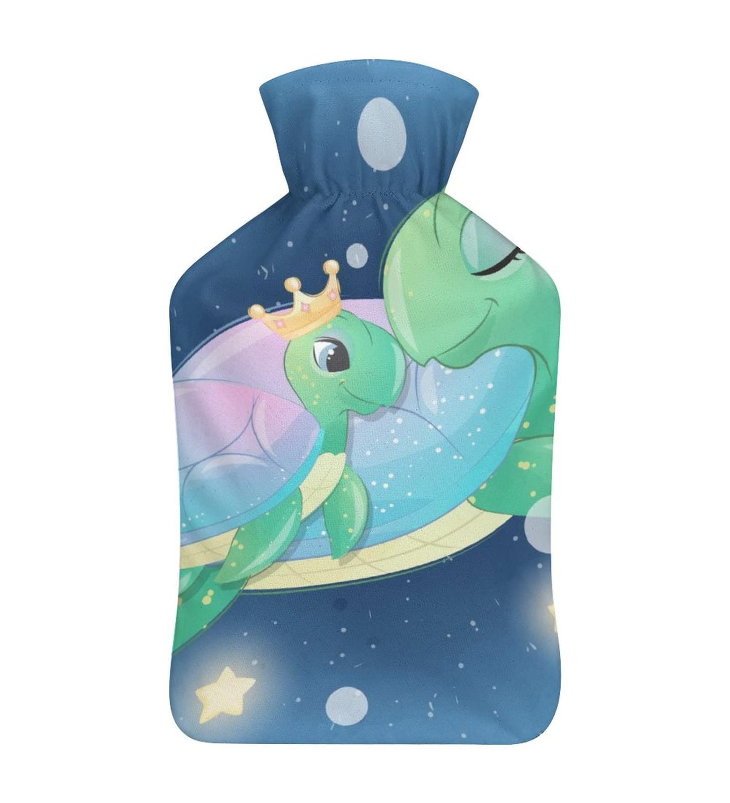 Green Turtle Hot Water Bottle with Plush Cover - Ideal Hand Warmer for Adults & Children - 26.5x15.3cm - Perfect for Comfort & Relaxation - Buy Online on GoSupps.com