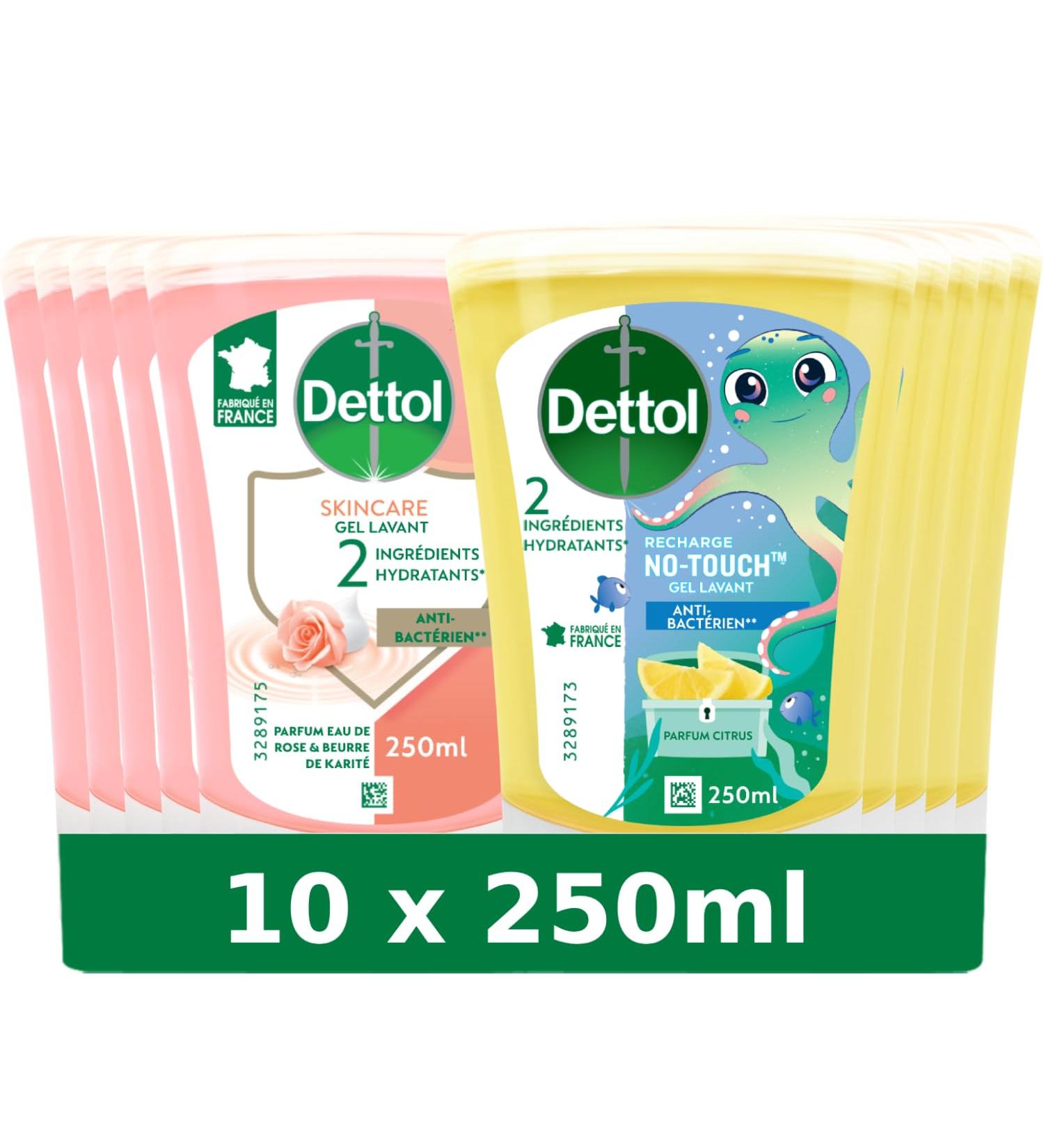 Dettol - No-Touch Liquid Hand Soap Refill - Cleansing Action Rose Water & Shea Butter and Lemon - 10 Refills 250ml - Buy Online on GoSupps.com