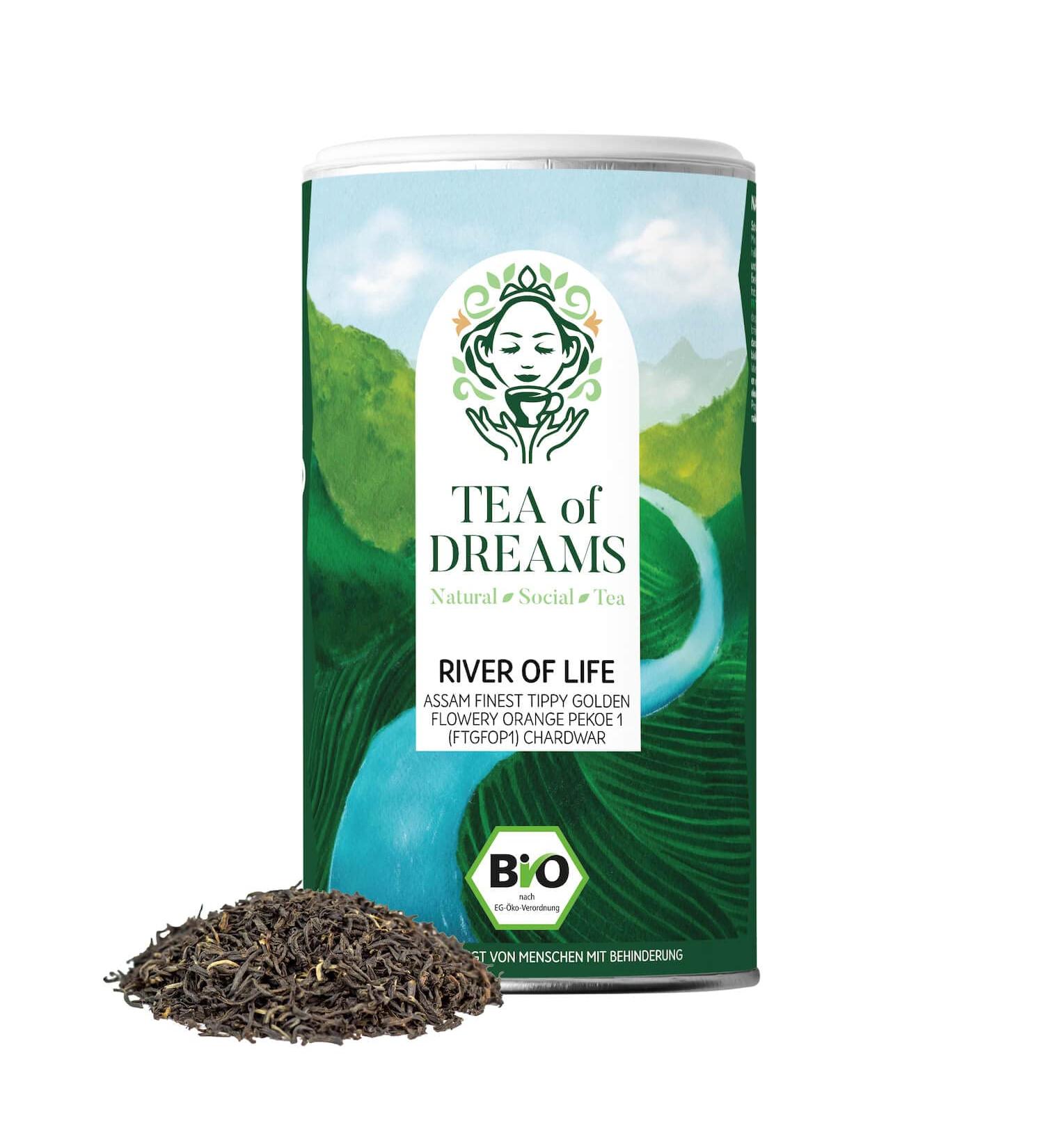  Tea of Dreams Organic black tea "River of Life" | Assam Finest (FTGFOP1) Chardwarf | Loose leaf tea | 75 g - Buy Online on GoSupps.com