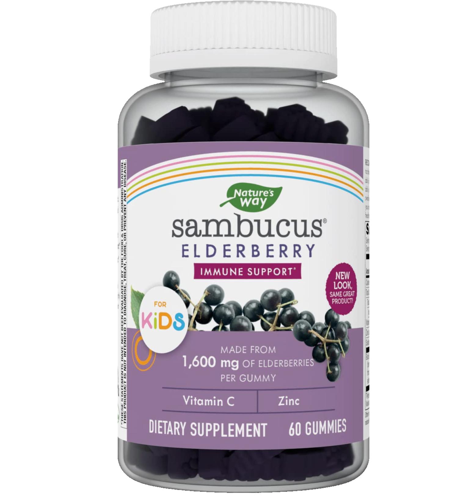 Nature's Way Sambucus Gummies for Kids - Standardized Elderberry, 60 Count - Buy Online on GoSupps.com