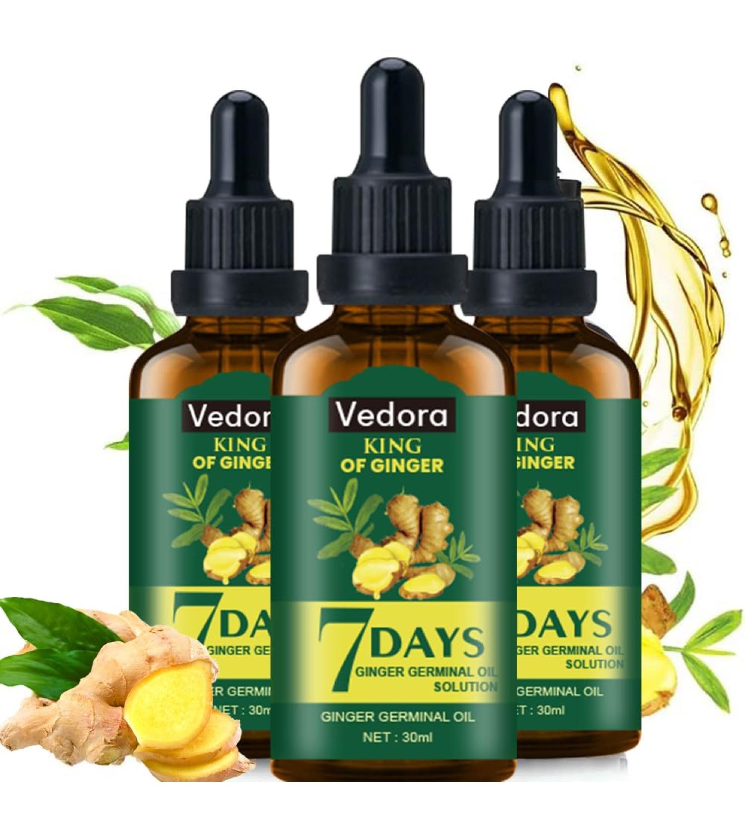 Vedora King of Ginger Oil for Hair Growth - 100% Pure Natural Biotin Serum for Stronger Thicker Hair - 3.15 Fl Oz (3 PCS - Buy Online on GoSupps.com