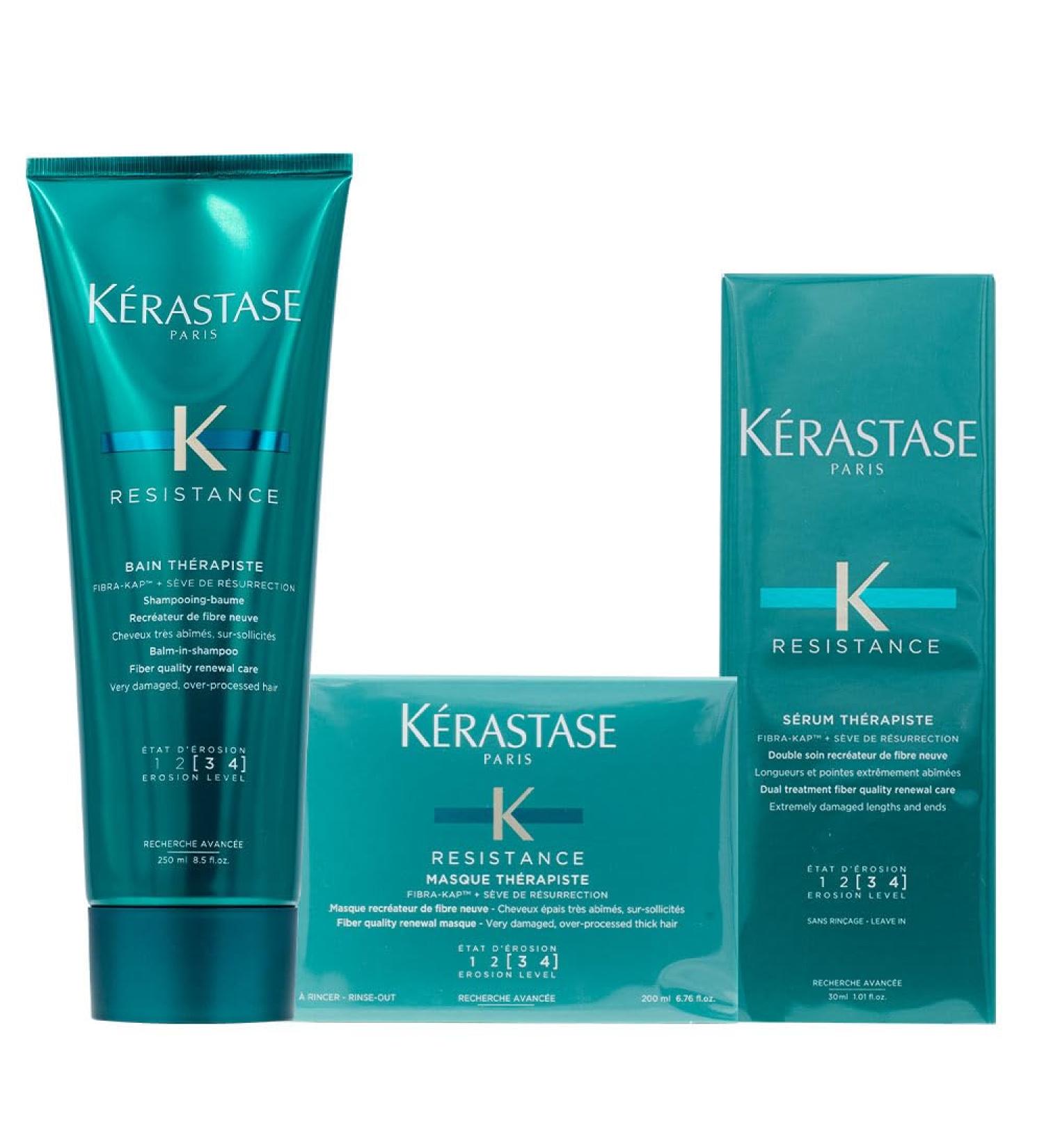Kerastase Résistance Therapiste Shampoo Mask and Serum for damaged hair