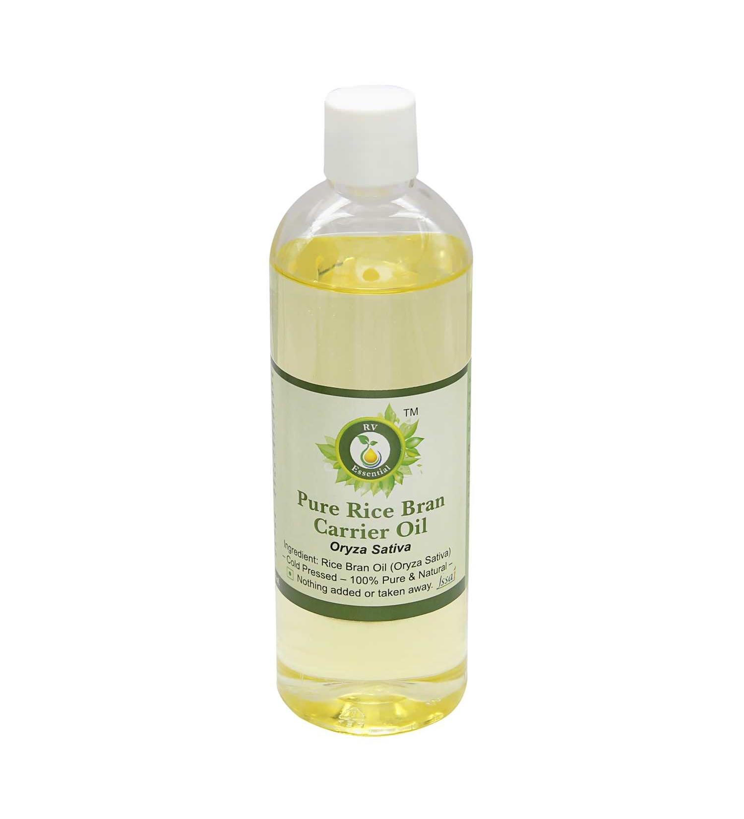 Rice Bran Oil | Oryza Sativa | For Skin | For Hair | For Massage | Unrefined | 100% Pure Natural Cold Pressed | 100ml | 3.38oz By R V Essential 100ml (3.38 Ounce)