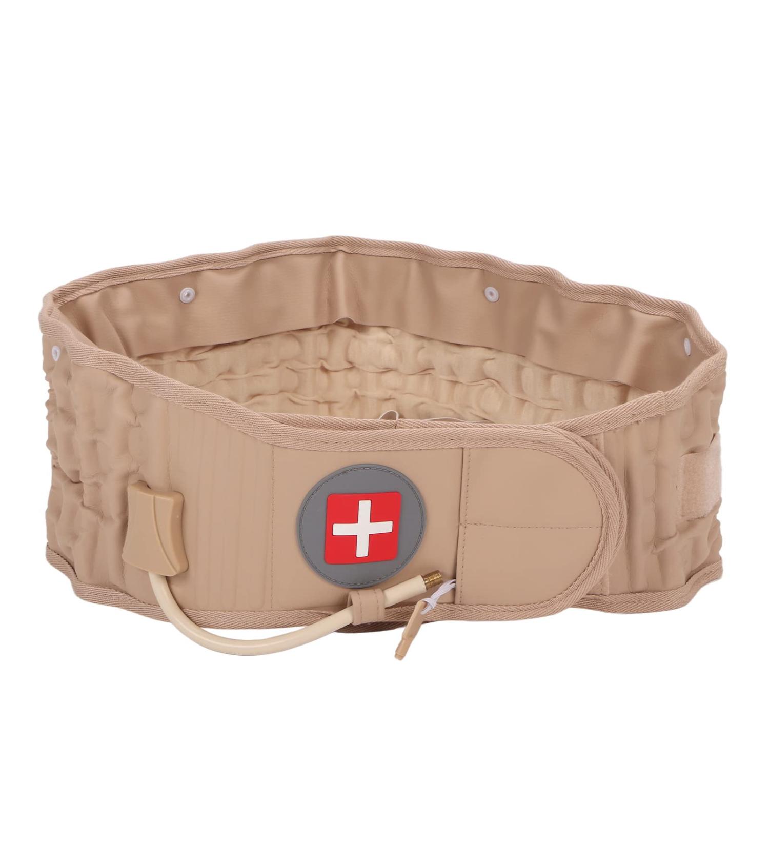 Decompression Back Belt - Lumbar Spine Support for Lower Back Pain Relief | Traction Device for Men & Women (Khaki) - Buy Online on GoSupps.com