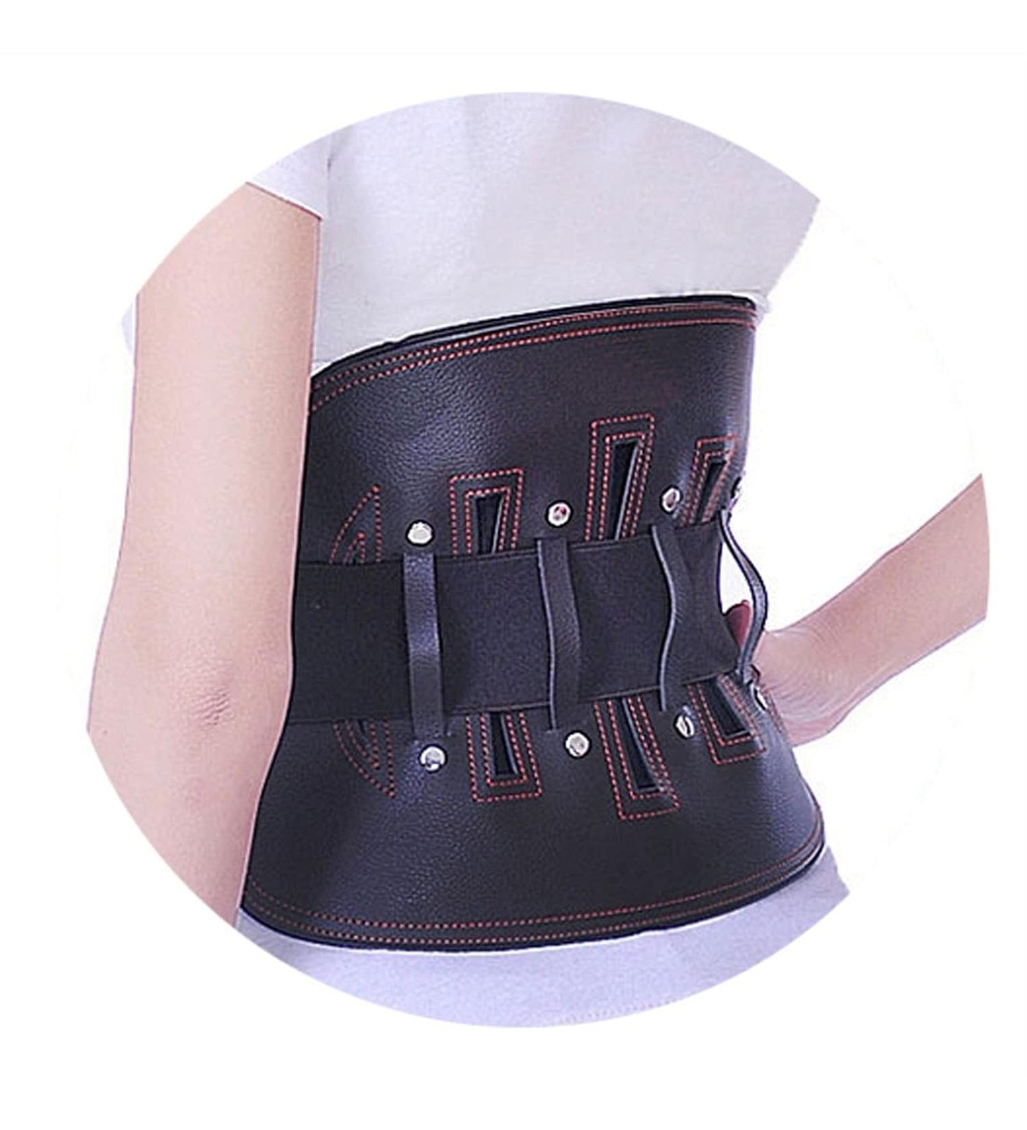 Samnuerly Leather Back Bandage Belt for Men & Women | Breathable Waist Support & Lumbar Cushion for Back Pain Relief | Small Size - Buy Online on GoSupps.com