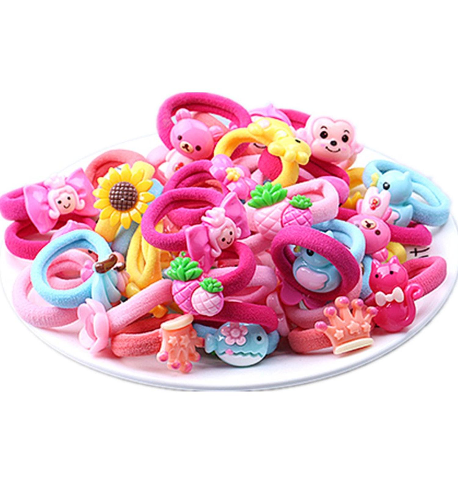 Cuhair Elastic hair straps/hair tie cute cartoon figures suitable for little girls for ponytail hair-to-habit 20 pieces