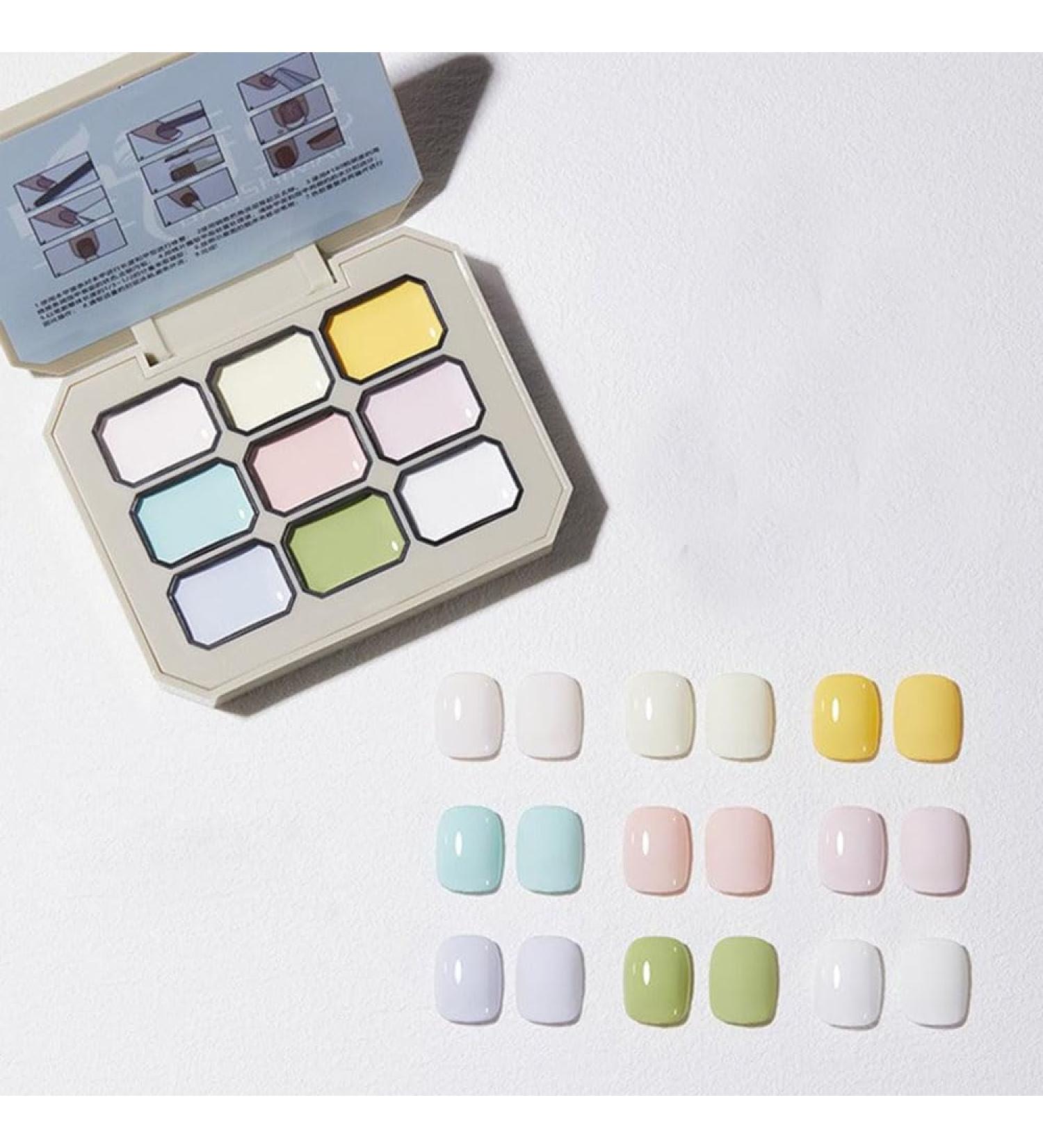 Creamy Colorful Nail Polish Set Nine-Square Grid Solid Gel Glue Nail Polish Glue Set Long Lasting Solid Nail Polish Palette (4) - Buy Online on GoSupps.com