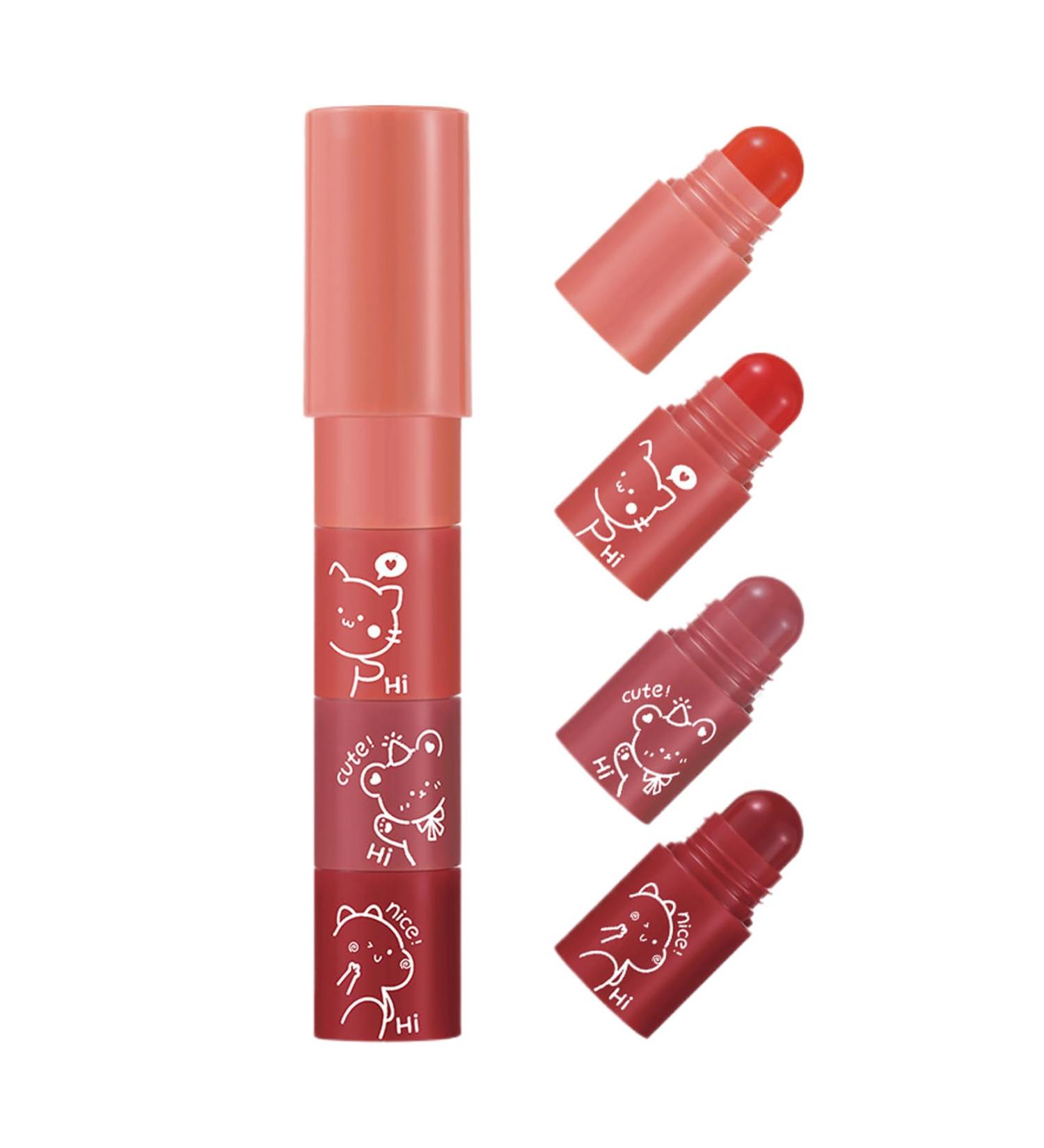  Stronrive Waterproof lipstick long-lasting lip gloss - 4-color lip pencil - Waterproof matte lipstick set for women long-lasting lip lacquer set - Buy Online on GoSupps.com