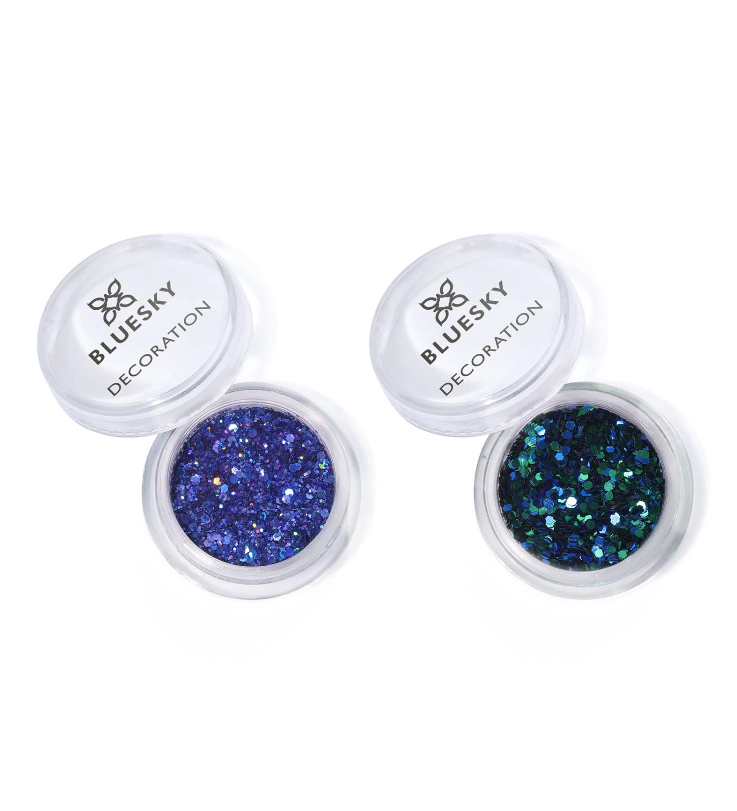 Bluesky Gel Nail Polish Loose Glitters Duo with Applicator Brush Blue Turquoise Glitter