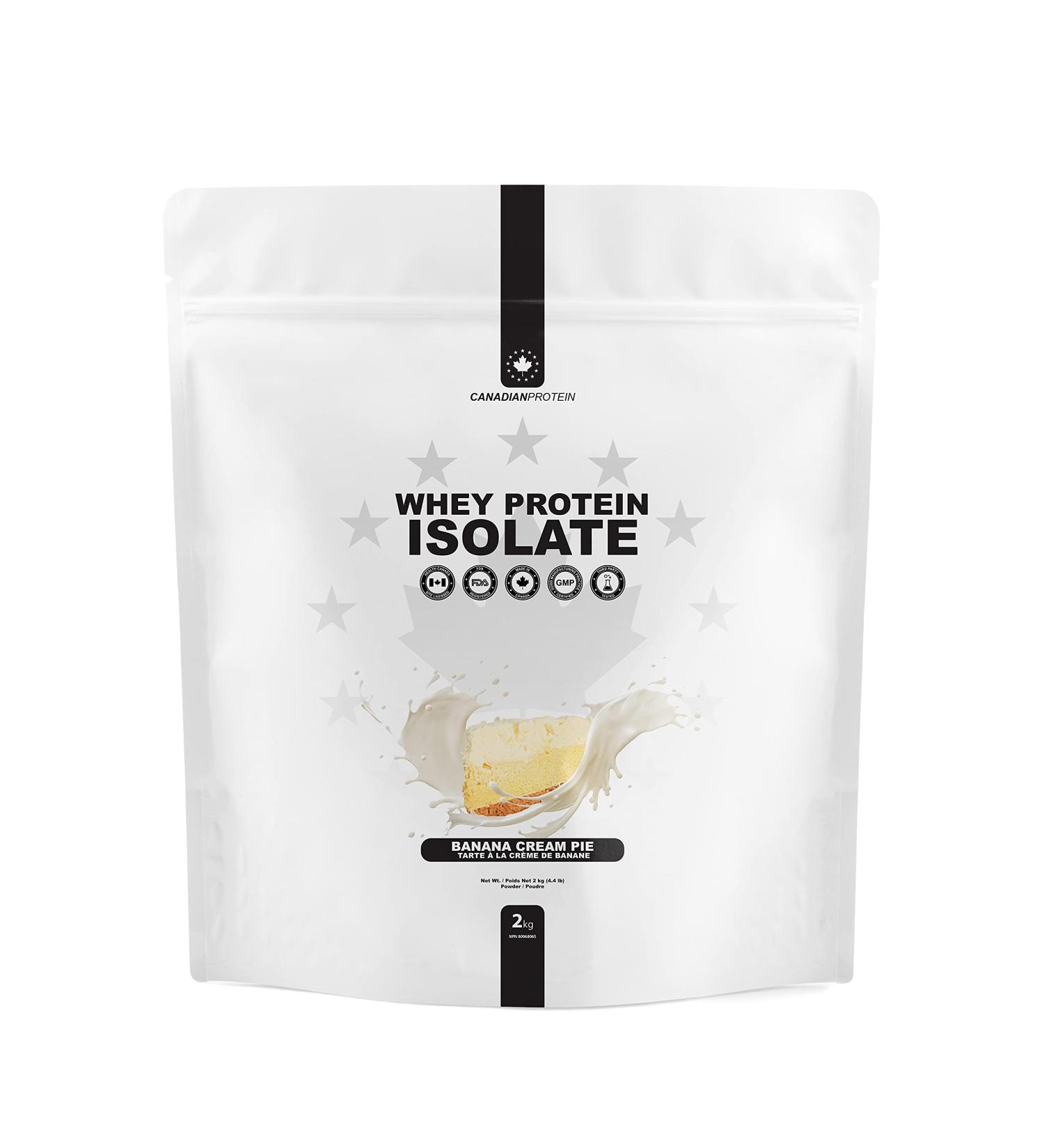 Canadian Protein 100% Whey Isolate 27g of Protein | 6 kg of Banana Cream Pie Flavored Low Carb Keto Friendly Workout Recovery Drink | Protein Powder Rich in BCAA Amino Acids - Buy Online on GoSupps.com