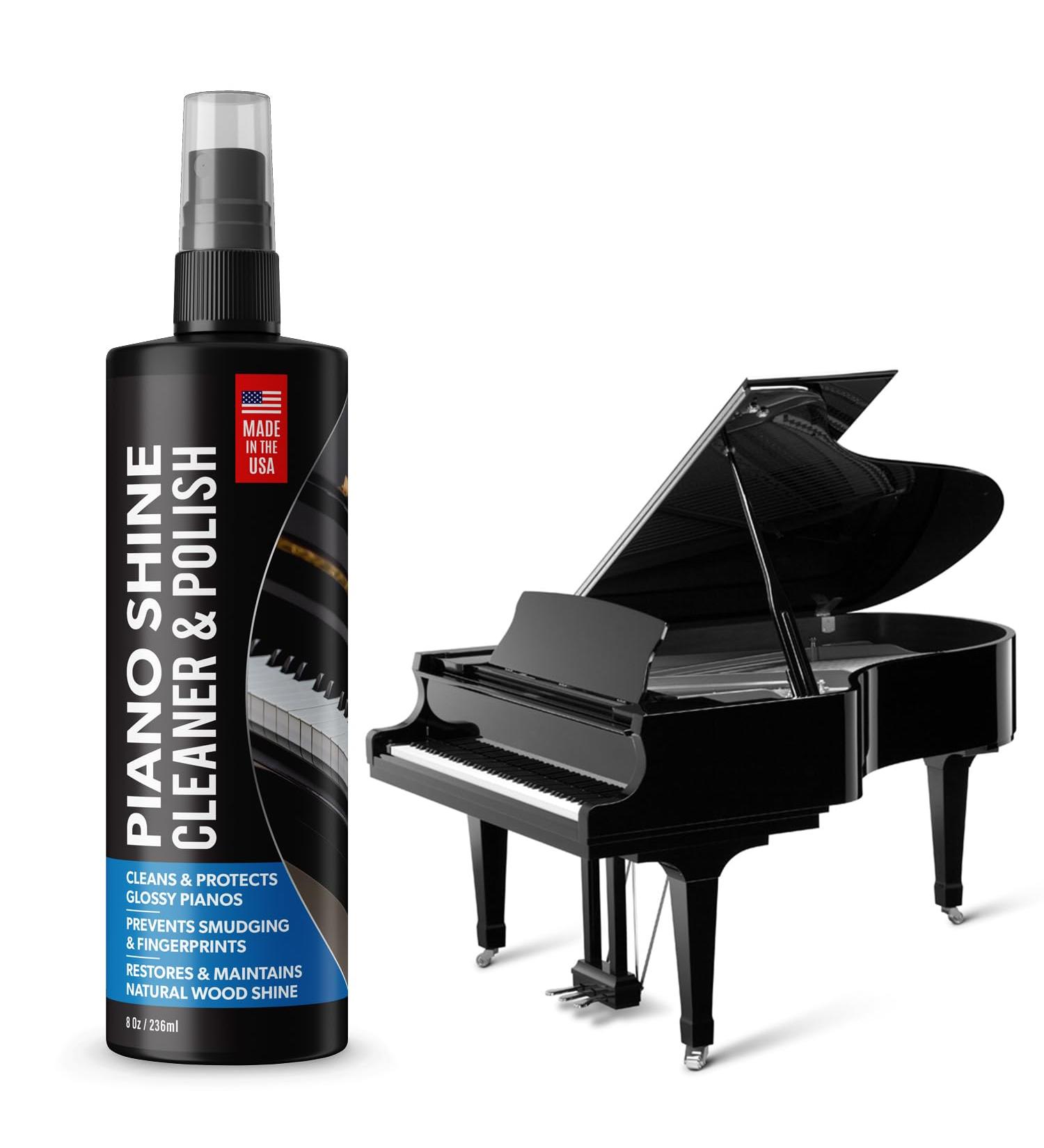 Piano Shine Polish & Cleaner - 8 oz UV Protectant for Glossy Pianos & Surfaces - Made in USA - Anti-Static Dust Prevention - Buy Online on GoSupps.com