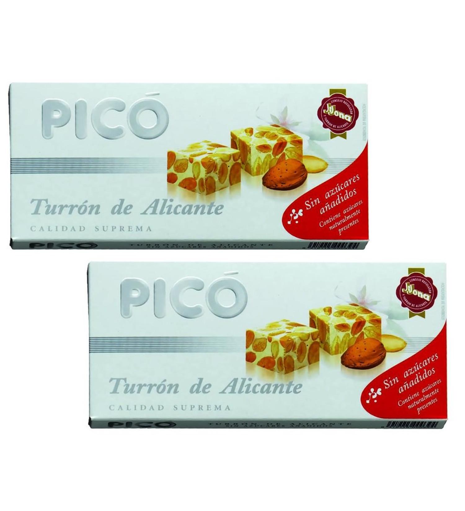 Picó - Pack includes 2 Turron Imperial, hard almond nougat No added sugars - Superior Quality - 200g (Gluten Free) - (Turron) Spanish Product / Spanish Nougat