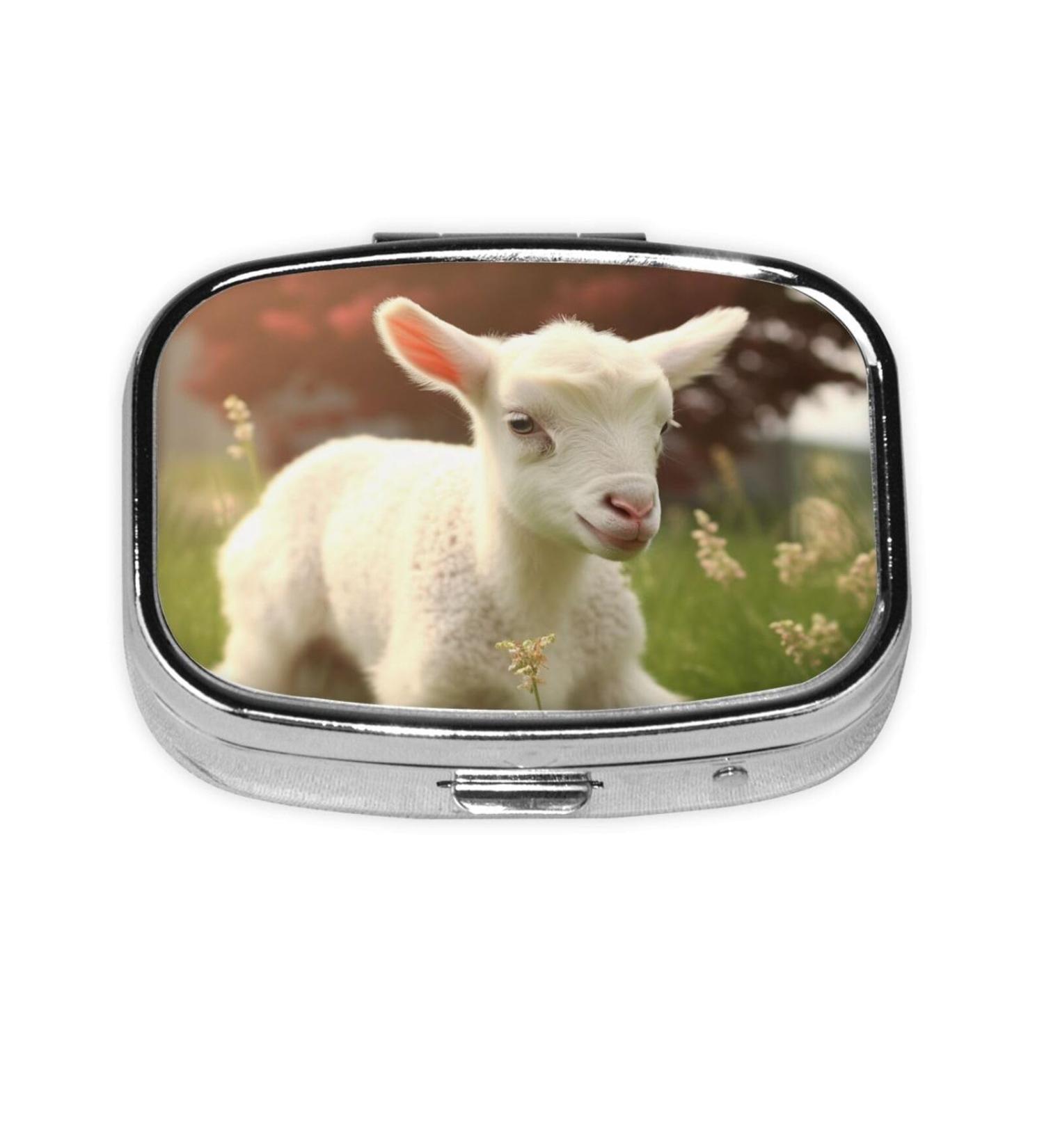 Cute Lamb Printed Square Pill Box | Portable Travel Medicine Organizer for International Shipping - Buy Online on GoSupps.com