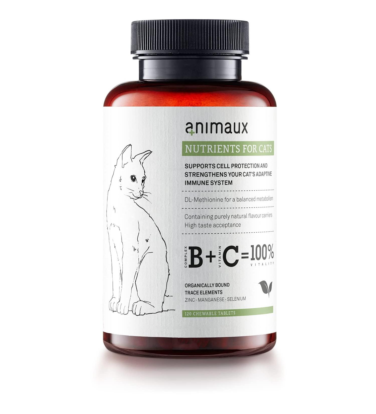 Animaux Cat Nutrients | All-Natural Vitamins for Strong Immune System | Supports Cell Protection | Healthy Skin & Coat | 120 Chewable Tablets - Buy Online on GoSupps.com