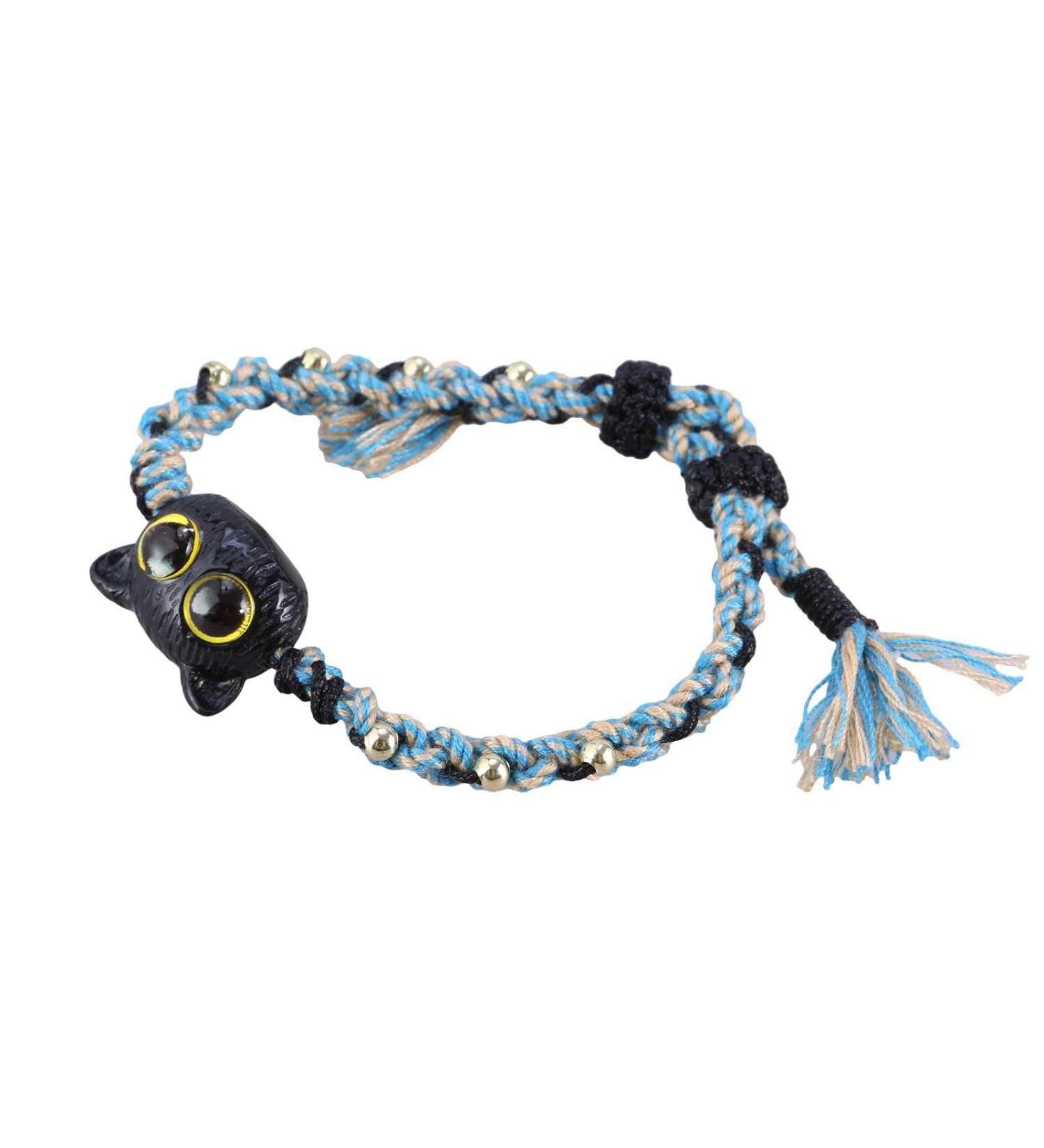 Oralgo Colorful Woven Cat Shape Bracelet - Trendy Stackable Hand Chain Jewelry for Couples | Halloween Accessory - Buy Online on GoSupps.com