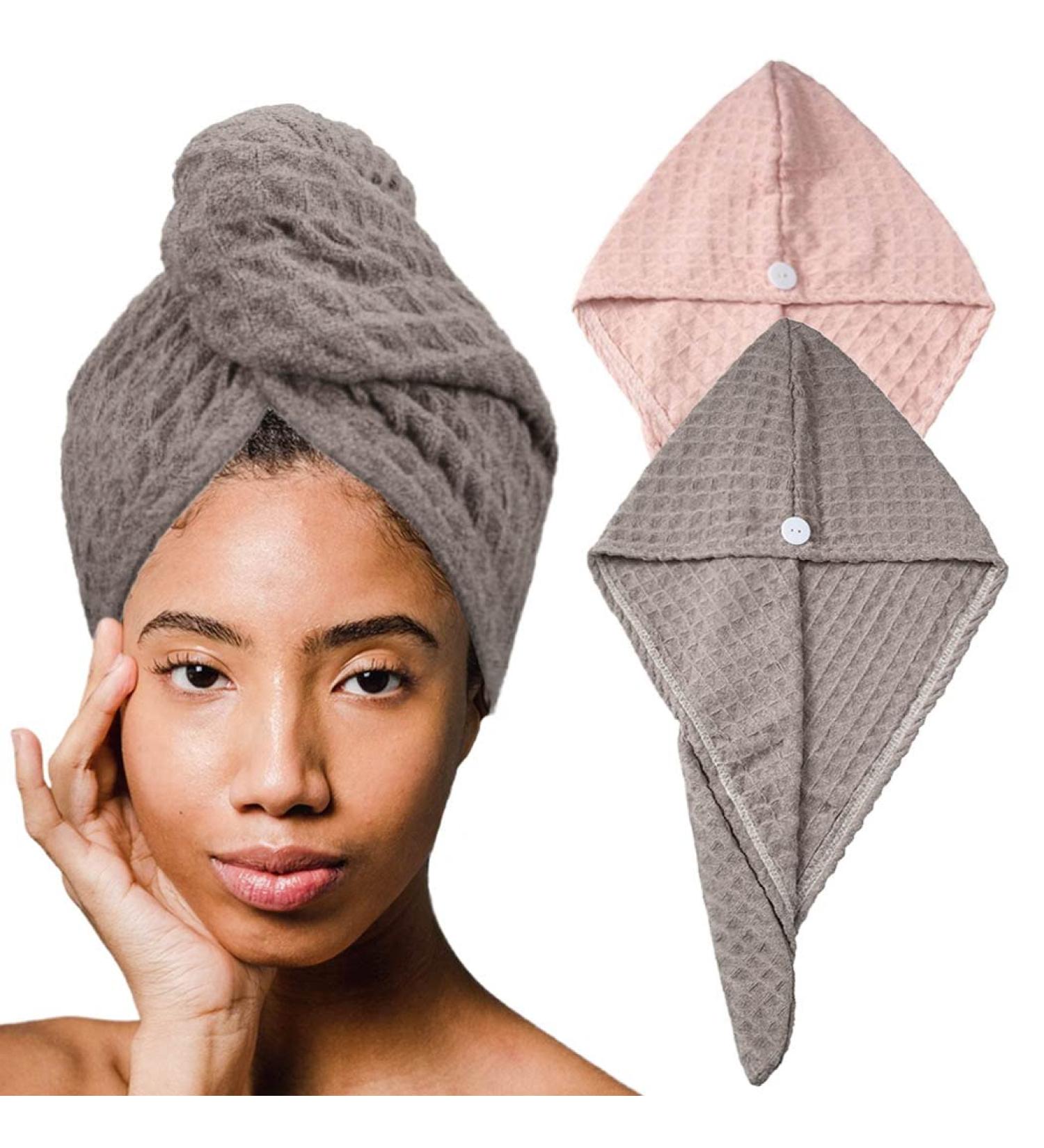 Microfiber Hair Towel Wrap Set - Quick Dry Absorbent Turban for Women & Girls | Anti-Frizz Hair Wrap Towel 2Pcs - Buy Online on GoSupps.com