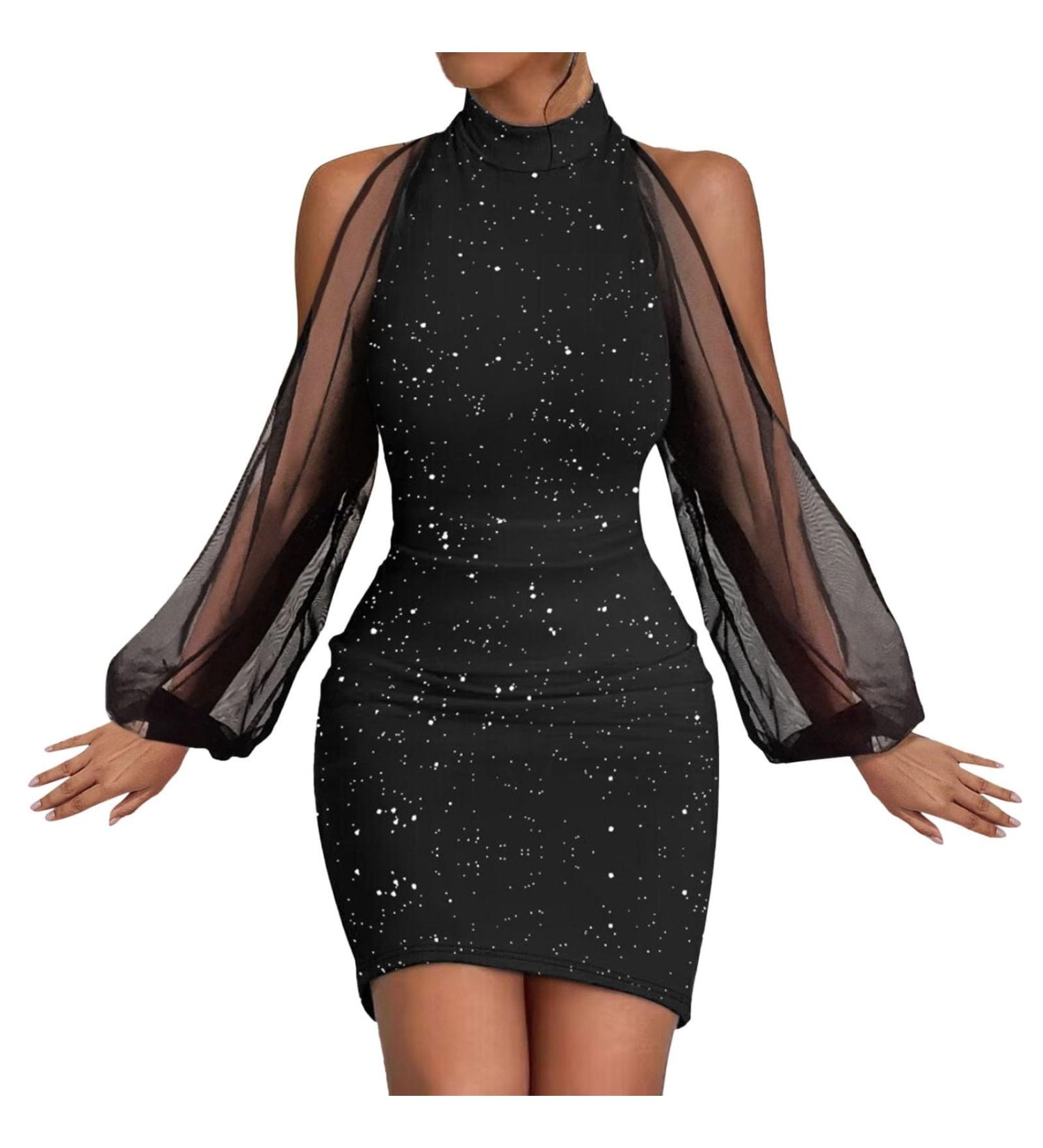 Shop Hanxiulin Women's Vintage Sexy Network Dresses | Elegant Glitter Evening & Cocktail Dresses Perfect for Any Occasion! - Buy Online on GoSupps.com