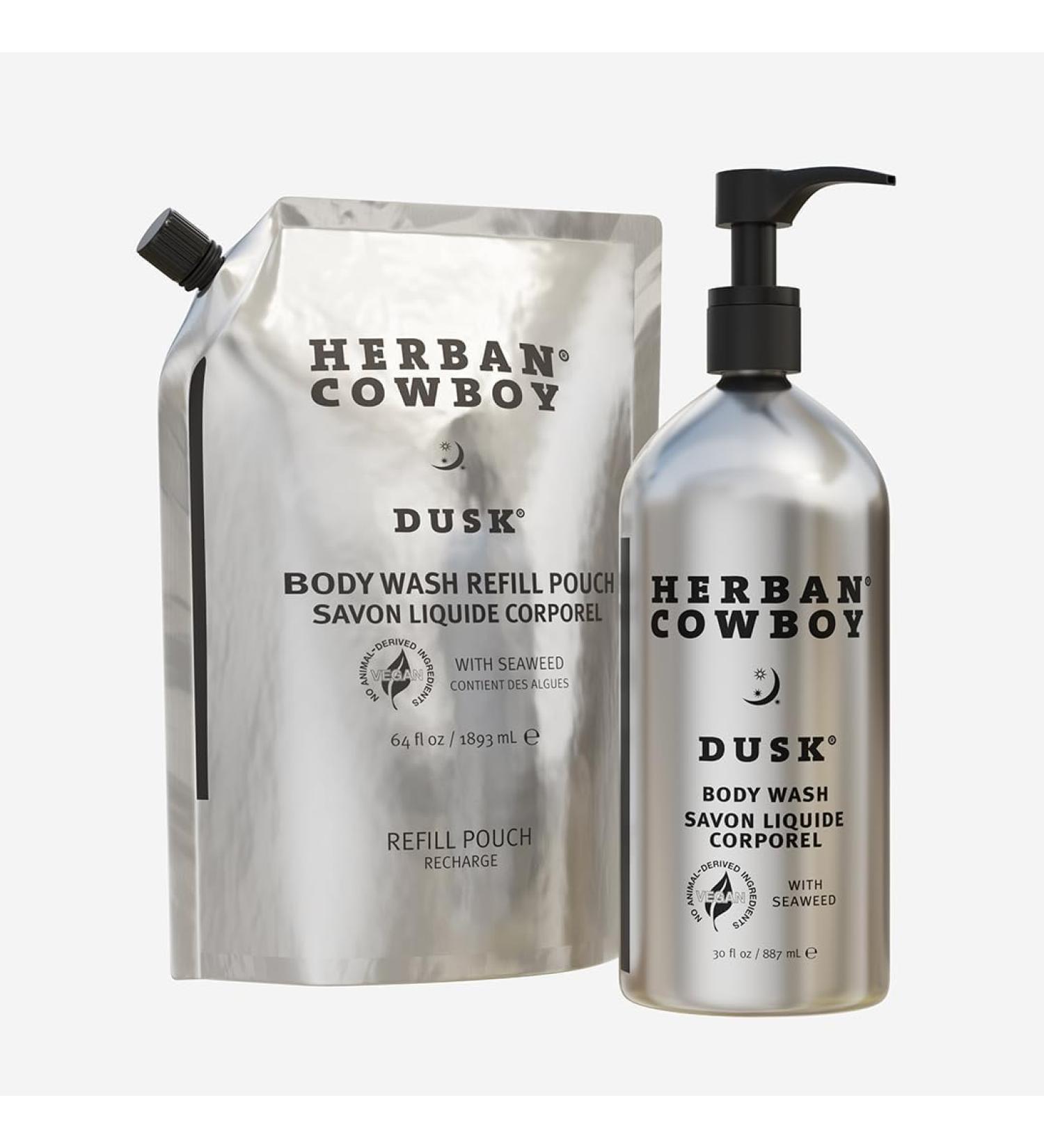 Herban Cowboy Dusk Body Wash 30 oz Aluminum Bottle and 64 oz Refillable Pounch - Buy Online on GoSupps.com