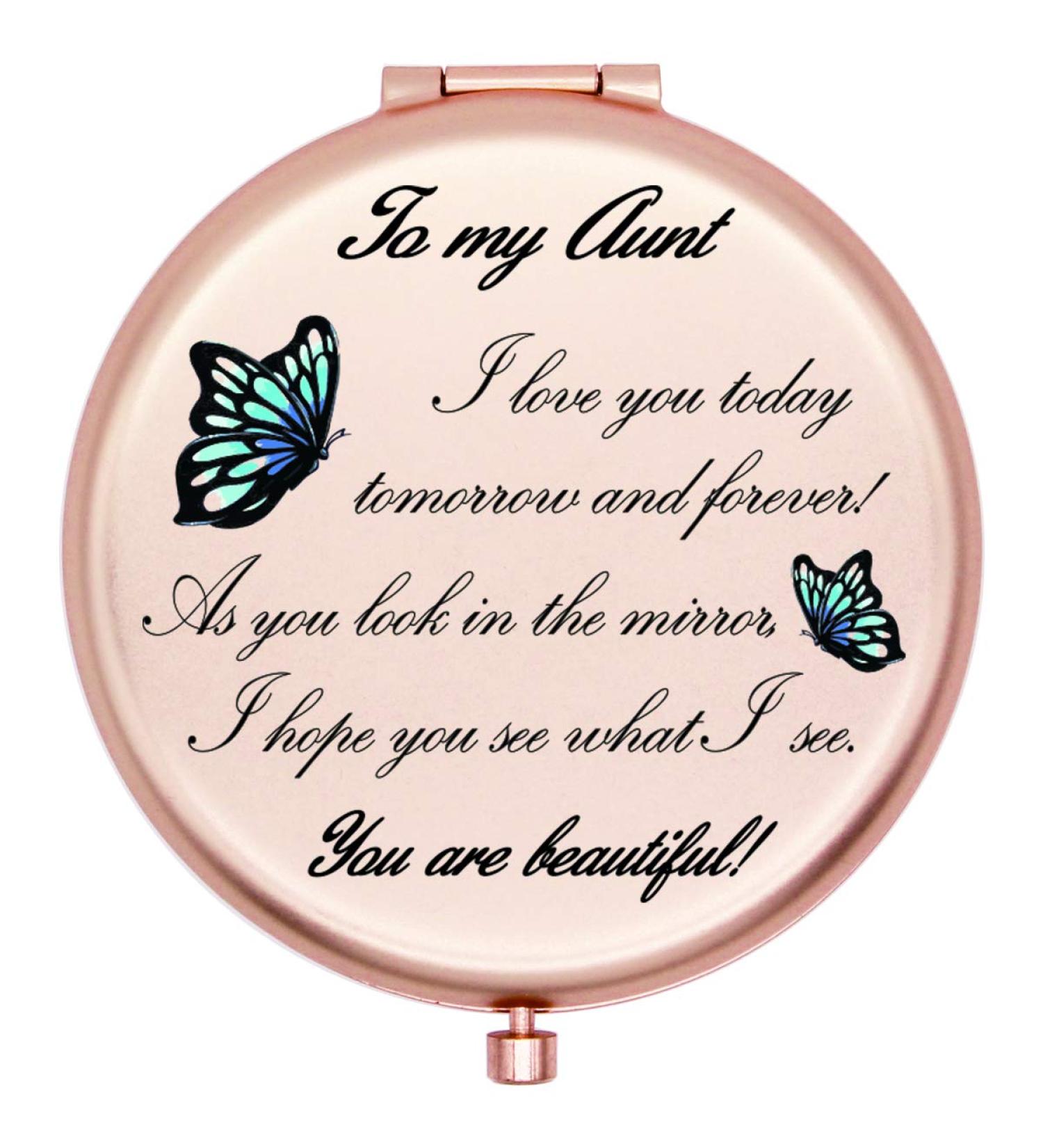 Onederful Aunt Gifts - Travel Compact Pocket Mirror for Aunt - Birthday Ideas from Nephew and Niece - Rose Gold - Buy Online on GoSupps.com