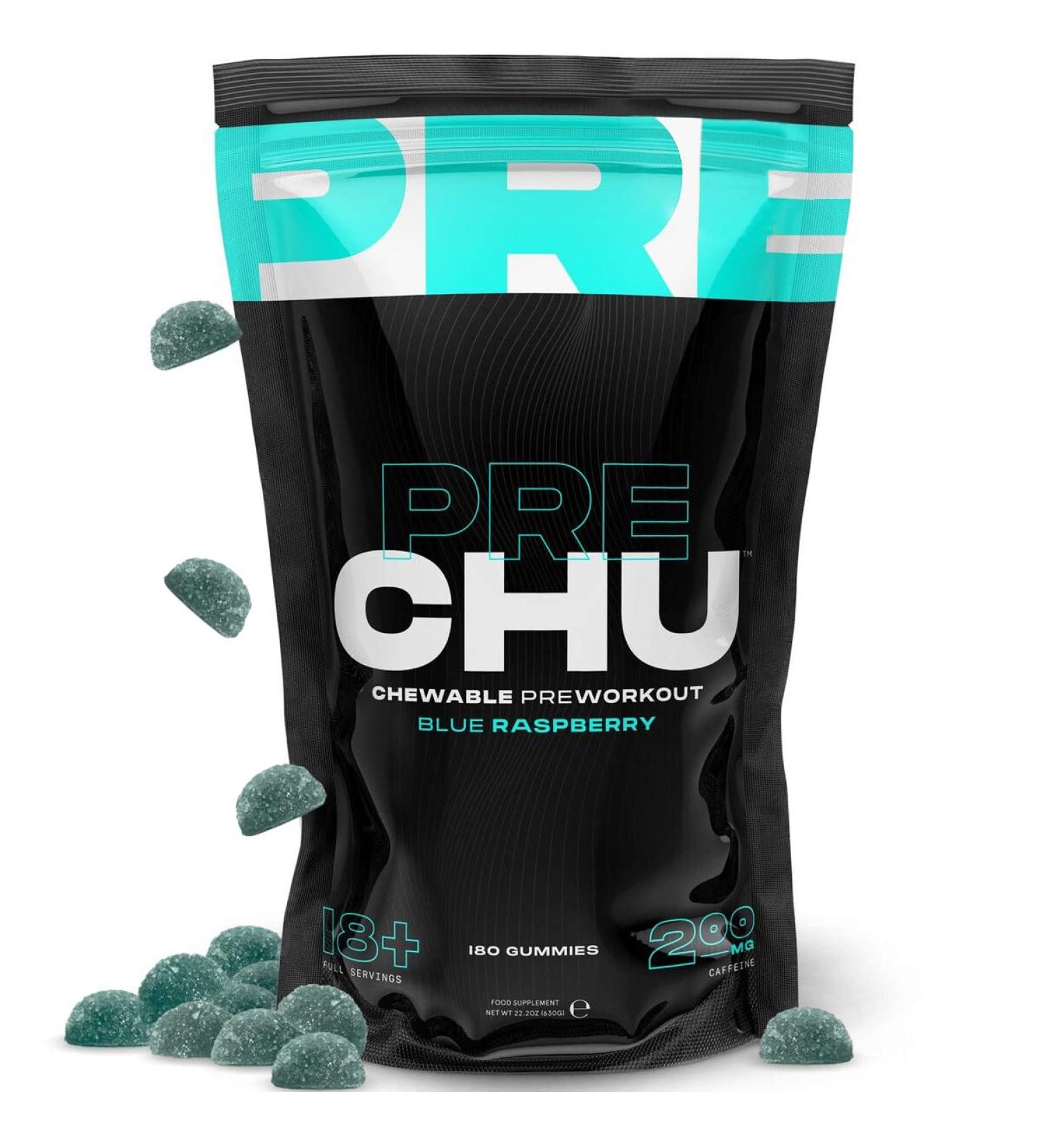 PRECHU Pre Workout Gummies Energy Release & Focus Supplements 180 Blue Raspberry Gummies for Men & Women - Buy Online on GoSupps.com