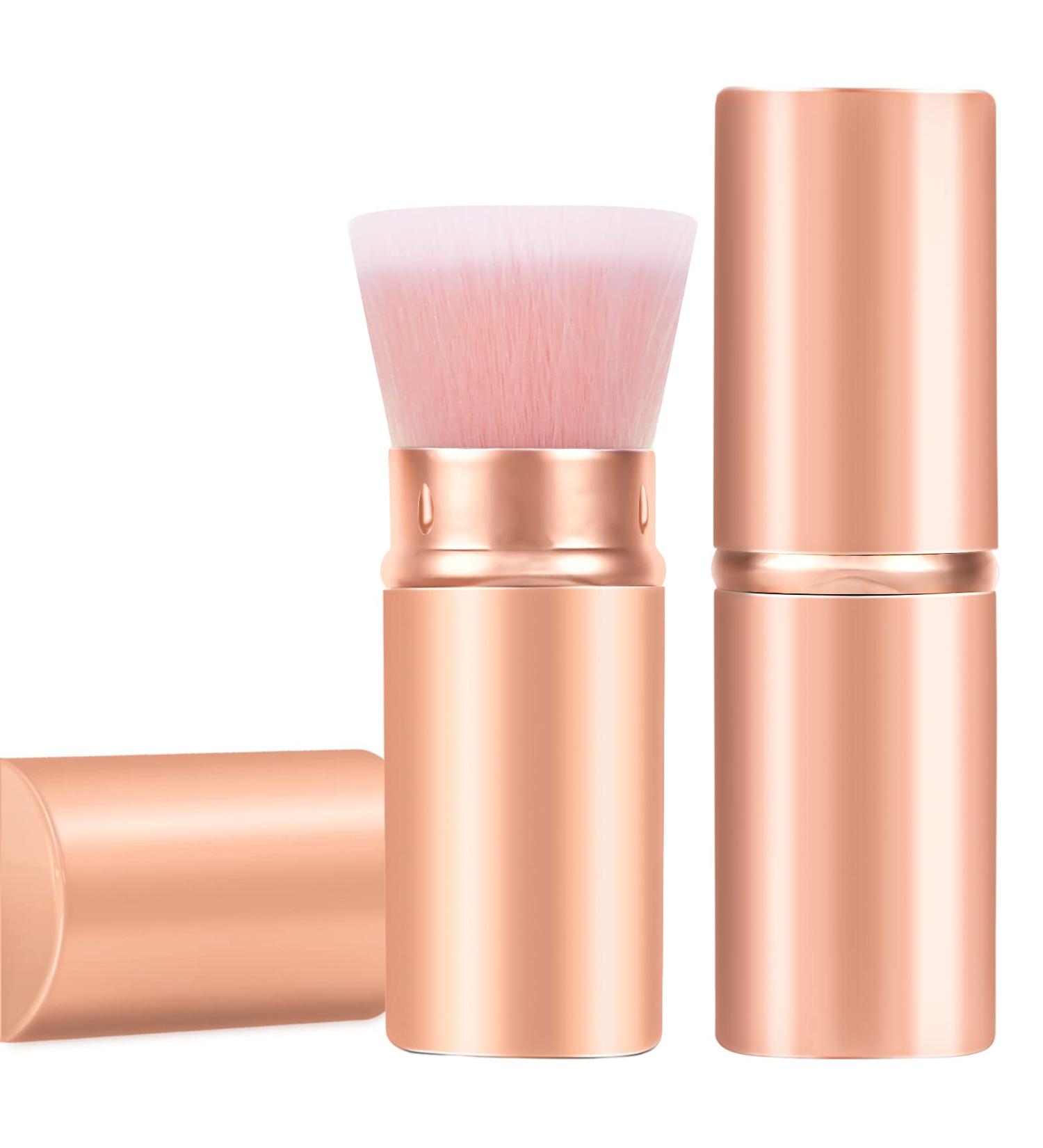 Buy Falliny Retractable Makeup Brush - Portable Kabuki Foundation Brush in Rose Gold for Liquid & Powder Cosmetics - Buy Online on GoSupps.com