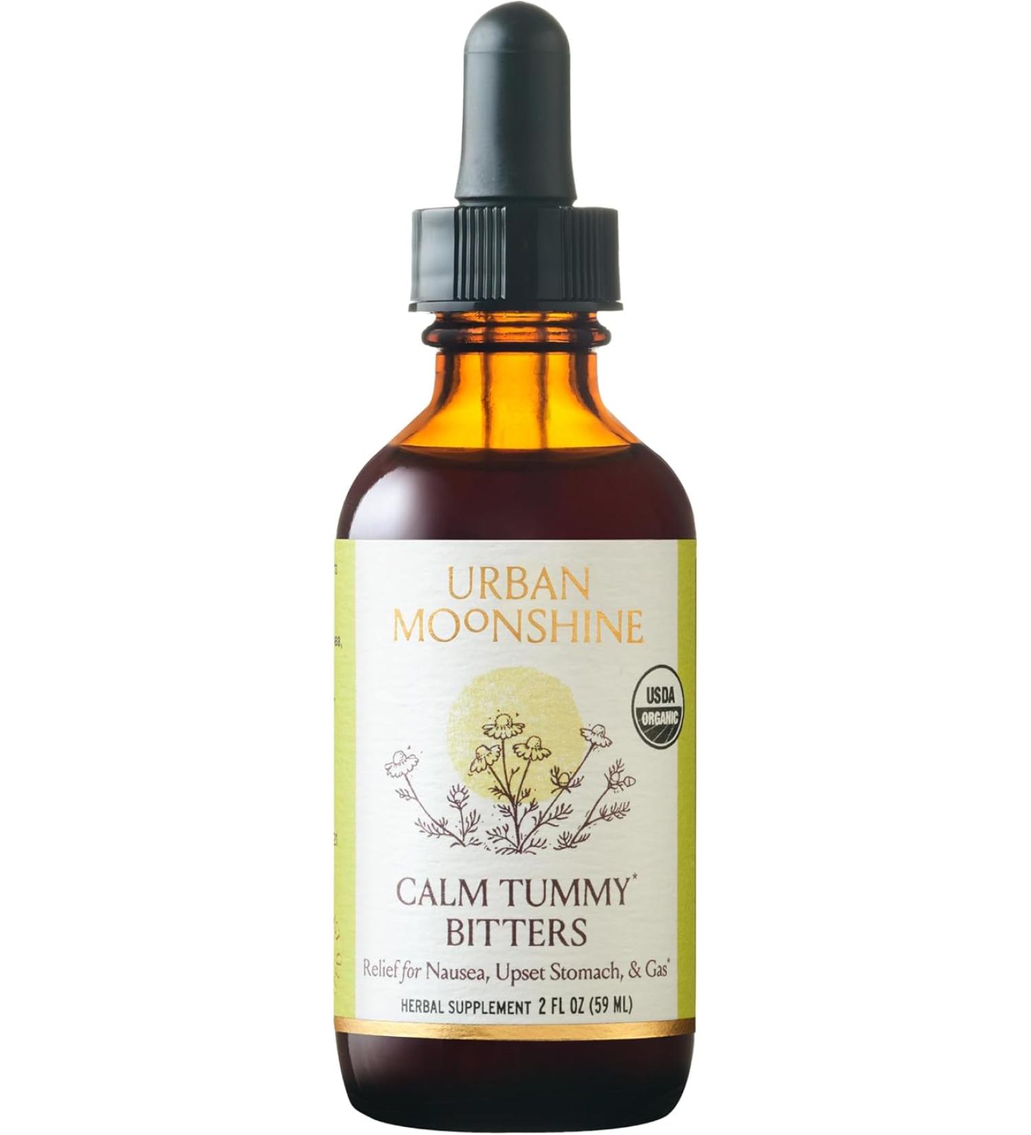 Urban Moonshine Calm Tummy Digestive Bitters - Organic Chamomile & Ginger Supplement | 2 FL OZ - Buy Online on GoSupps.com
