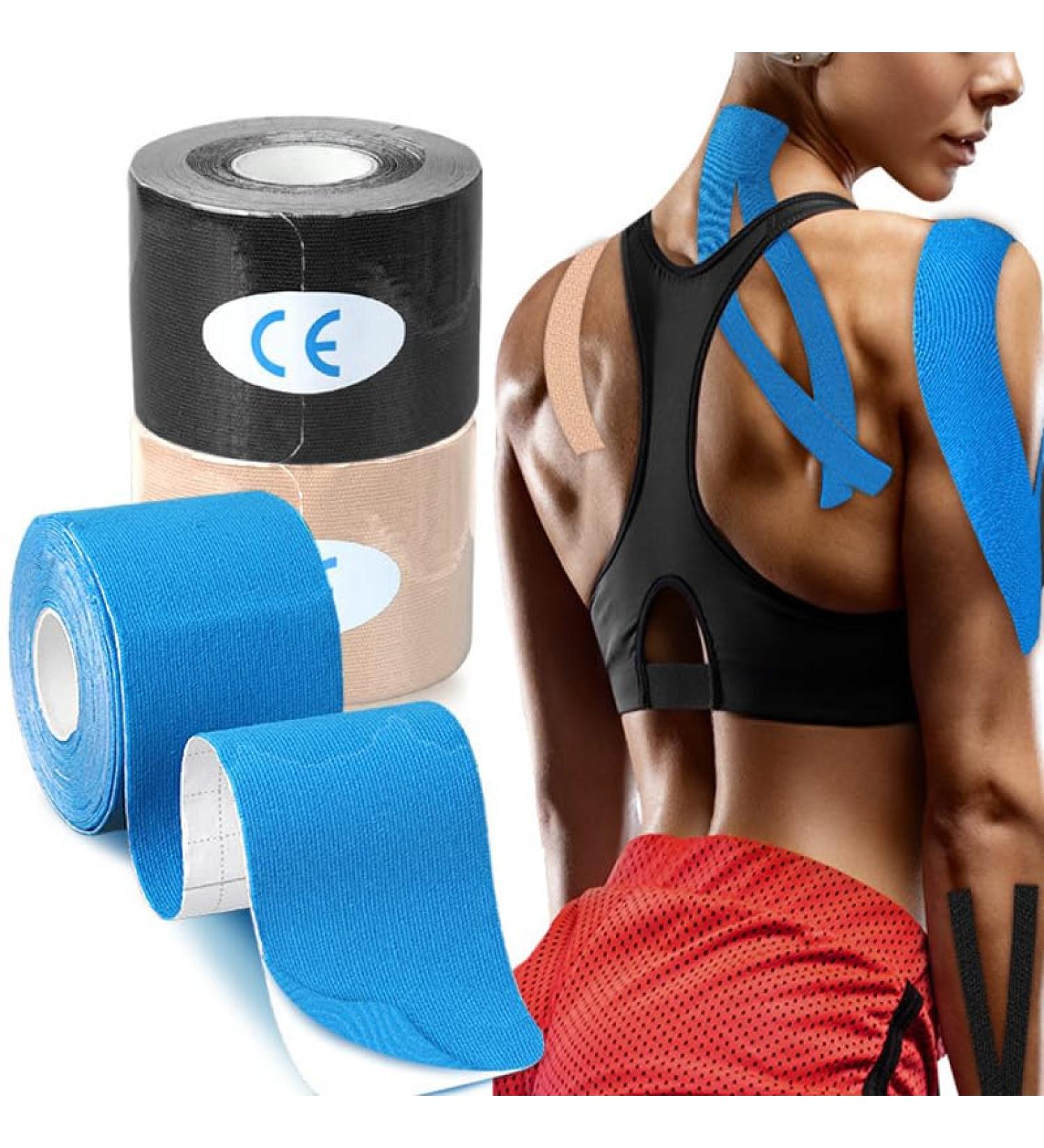 RooRuns Elastic Kinesiology Tape - Hypoallergenic Waterproof K Tape for Sports & Weightlifting (2 Rolls) - International Shipping - Buy Online on GoSupps.com