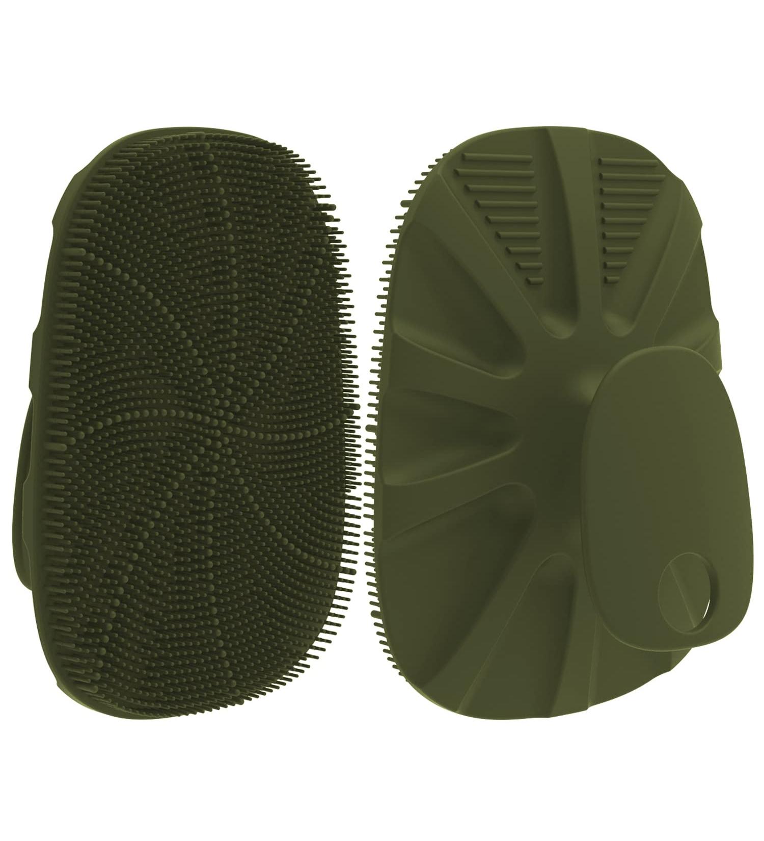 Buy Hieerbus Silicone Body Brush - Deep Cleaning & Massage for All Skin Types | Hygienic Bathing Brush for Men & Babies | Army Green - Buy Online on GoSupps.com