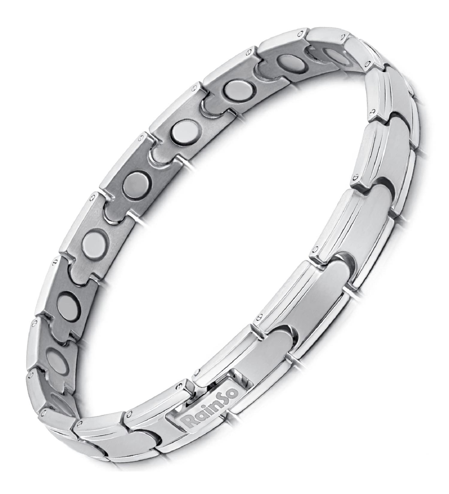 RainSo Strong Therapeutic Magnetic Bracelet for Women - Silver Titanium Magnetic Bracelet for Pain Relief & Wellness - Buy Online on GoSupps.com