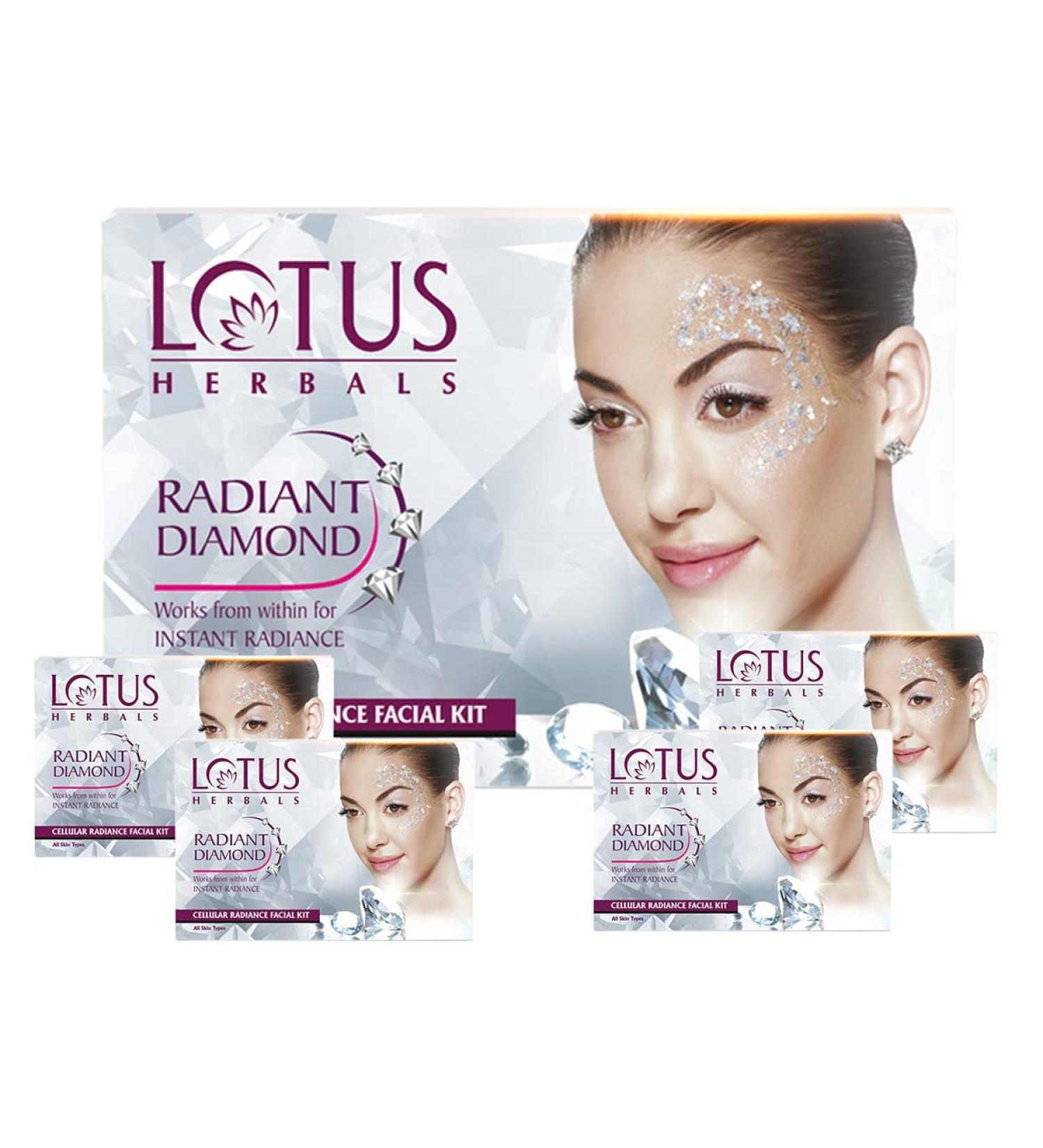 FT Herbal's Radiant Diamond Cellular Radiance 4 in 1 Facial Kit with Diamond Dust & Cinnamon Chemical Free 4x37g - Buy Online on GoSupps.com