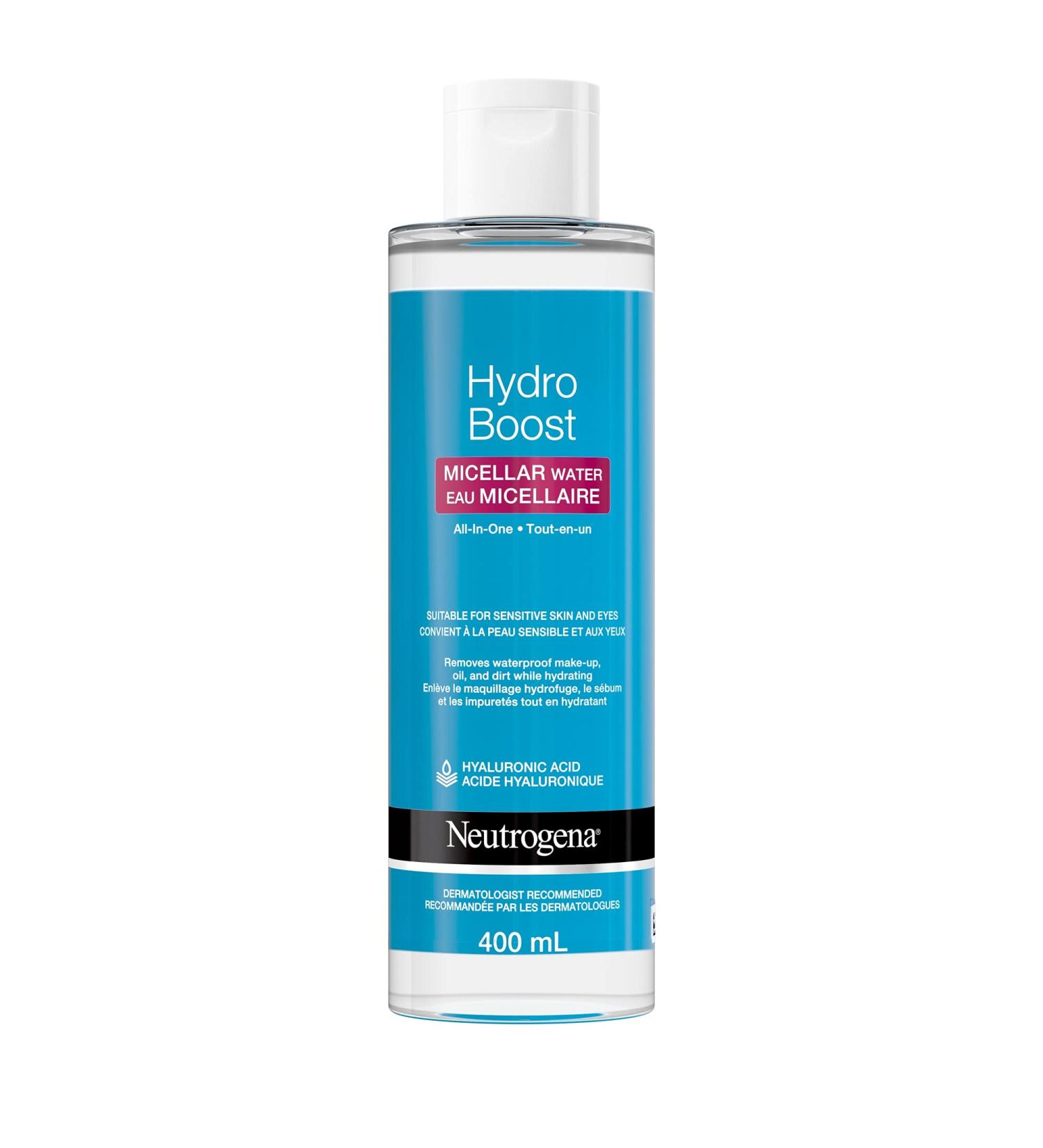 Neutrogena Hydro Boost Micellar Water suitable for sensitive skin and eyes Removes Make-up oil and dirt with Hyaluronic acid 400 mL - Buy Online on GoSupps.com