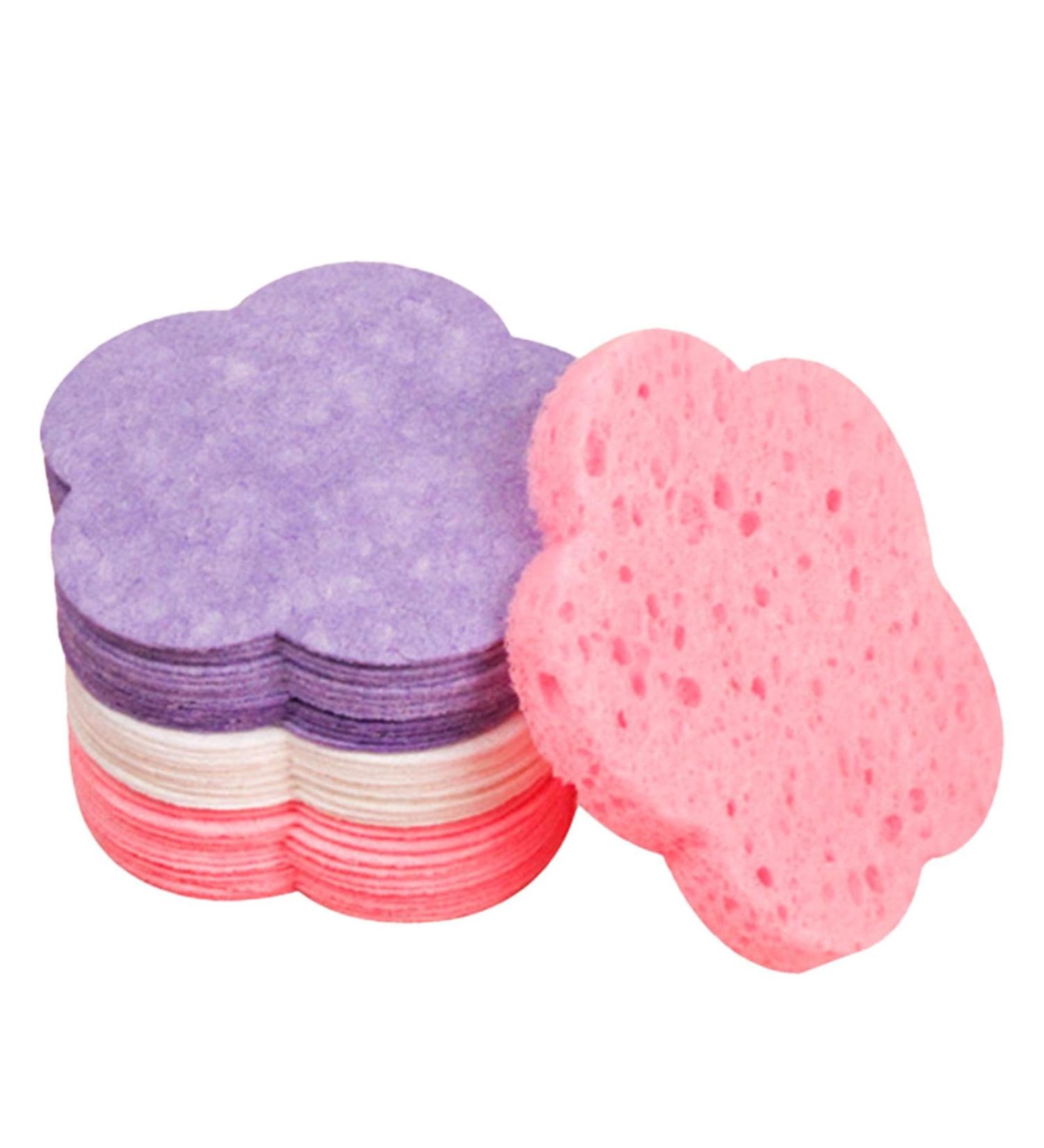 Uhngw Makeup Remover Pads Makeup Cleanser Sponges | Makeup Removal Pads Flower-Shaped Facial Scrubber Sponges for Daily Life Dating - Buy Online on GoSupps.com