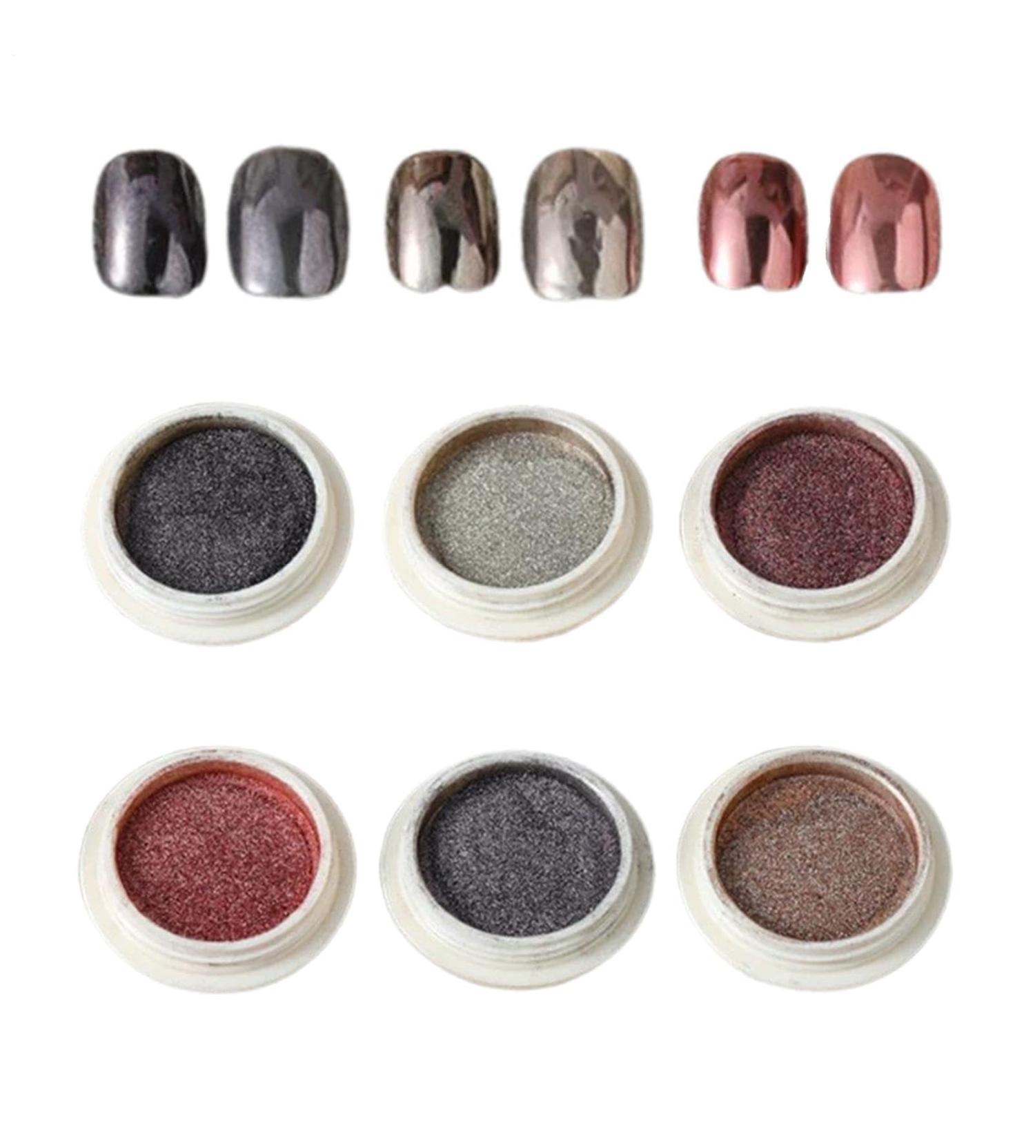 Nail Chrome Powder Set chrome pour ongles - 6 couleurs paillettes pigment pigment pour les paillettes | Nail Pigment Powder Shimmer pour petite amie femme amie s ur fille 04 D - Buy Online on GoSupps.com