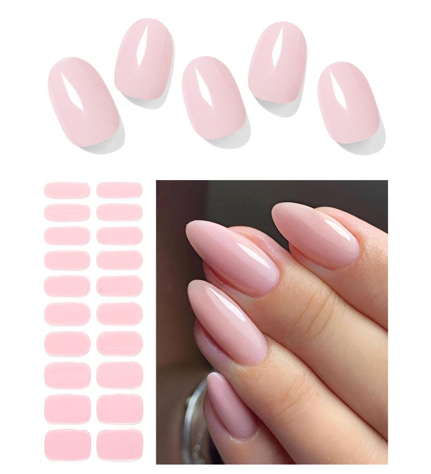AutyaMee Semi Cured Gel Nail Strips (Jelly Pink)-20 PCS Gel Nail Stickers | UV Light Required | Gel Nail Wraps Salon Quality & Easy to Use - Buy Online on GoSupps.com