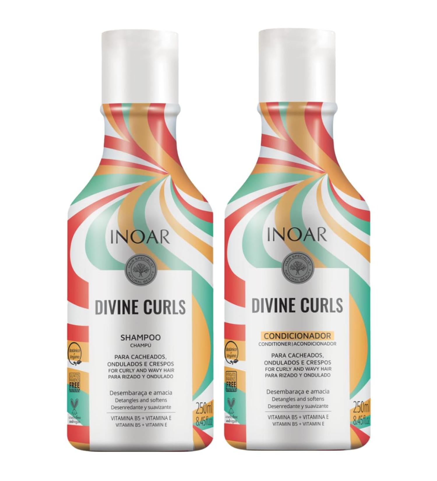 Duo Divine Curls Hair Care Set - Curly Hair Shampoo & Conditioner 250ml x 2 | Inoar - Best for Curly Hair Care - Buy Online on GoSupps.com