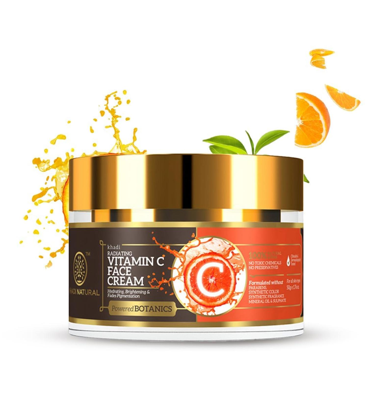 Khadi Natural Vitamin C Face Cream for Reducing Dark Spots |Protect dull and aging skin| Powered Botanics | Suitable for All Skin Types | 50gm - Buy Online on GoSupps.com