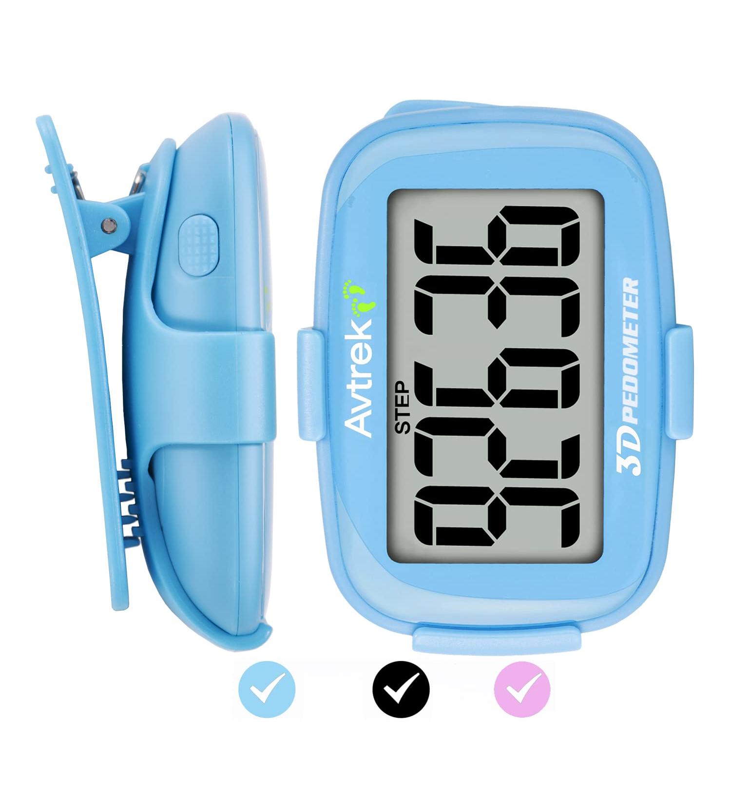 AVTREK Precise 3D Step Counter - Digital Pedometer with Large Display Time & LED Backlight - Ideal for Walking & Running | International Shipping - Buy Online on GoSupps.com