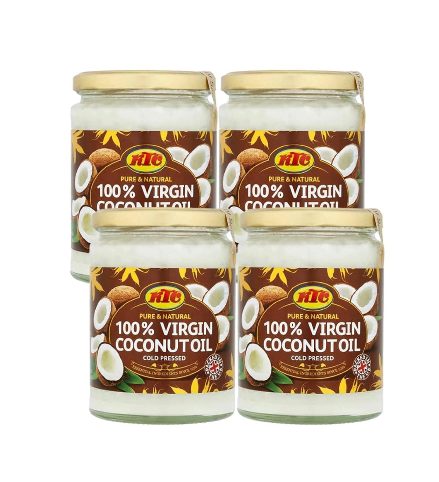 KTC Virgin Coconut Oil | 500ML | 100% Naturally | Great for Skin And Hair | Cooking Oil | Indian Origin (Pack of 4) Coconut 500ML Pack 4 - Buy Online on GoSupps.com