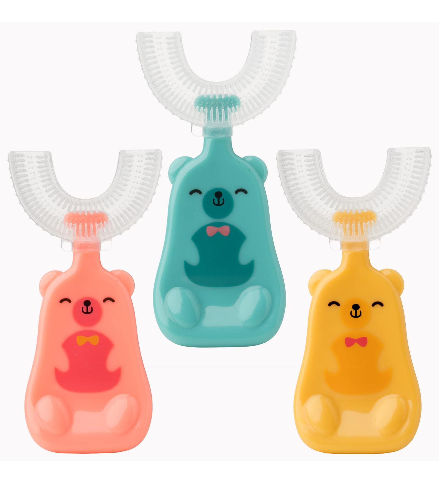 3 Pack U-Shaped Toddler Toothbrush for Kids Age 2-8 - Double-Layered Bristles for Deep Cleaning - Buy Online on GoSupps.com