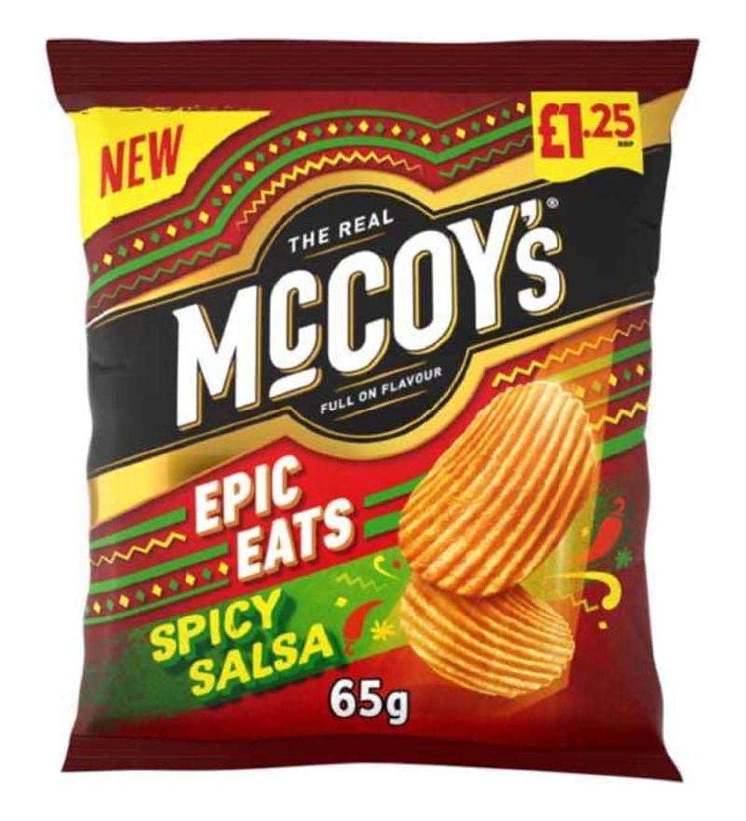 McCoy's Spicy Salsa Ridge Cut Crisps 65g - Box of 20 (Price Marked)