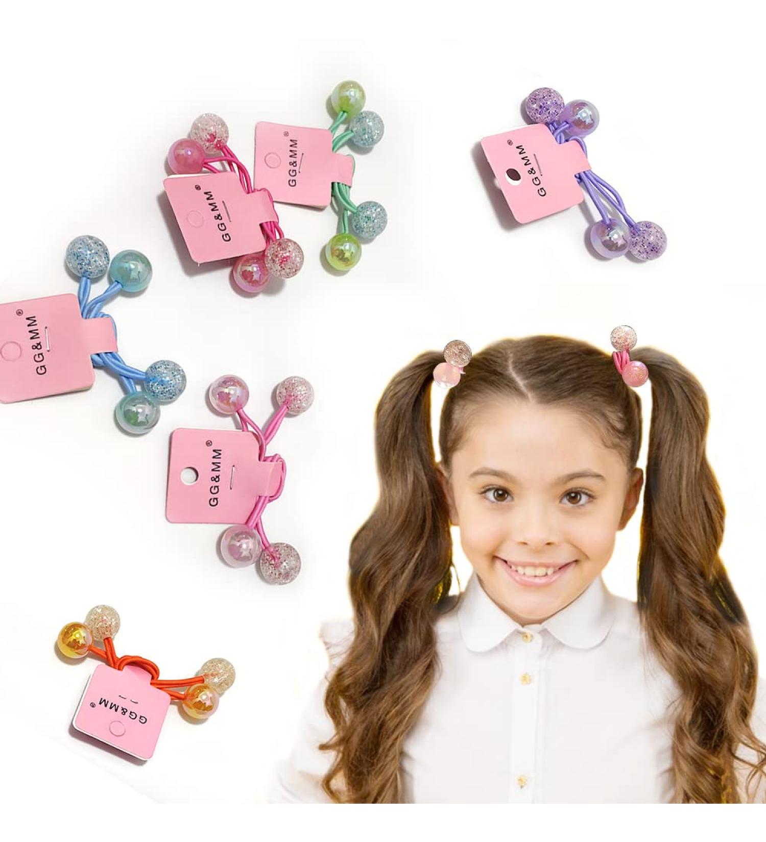 Colorful Ball Ponytail Holders - 12 PCS Elastic Hair Ties for Kids, Toddlers, Women - Buy Online on GoSupps.com