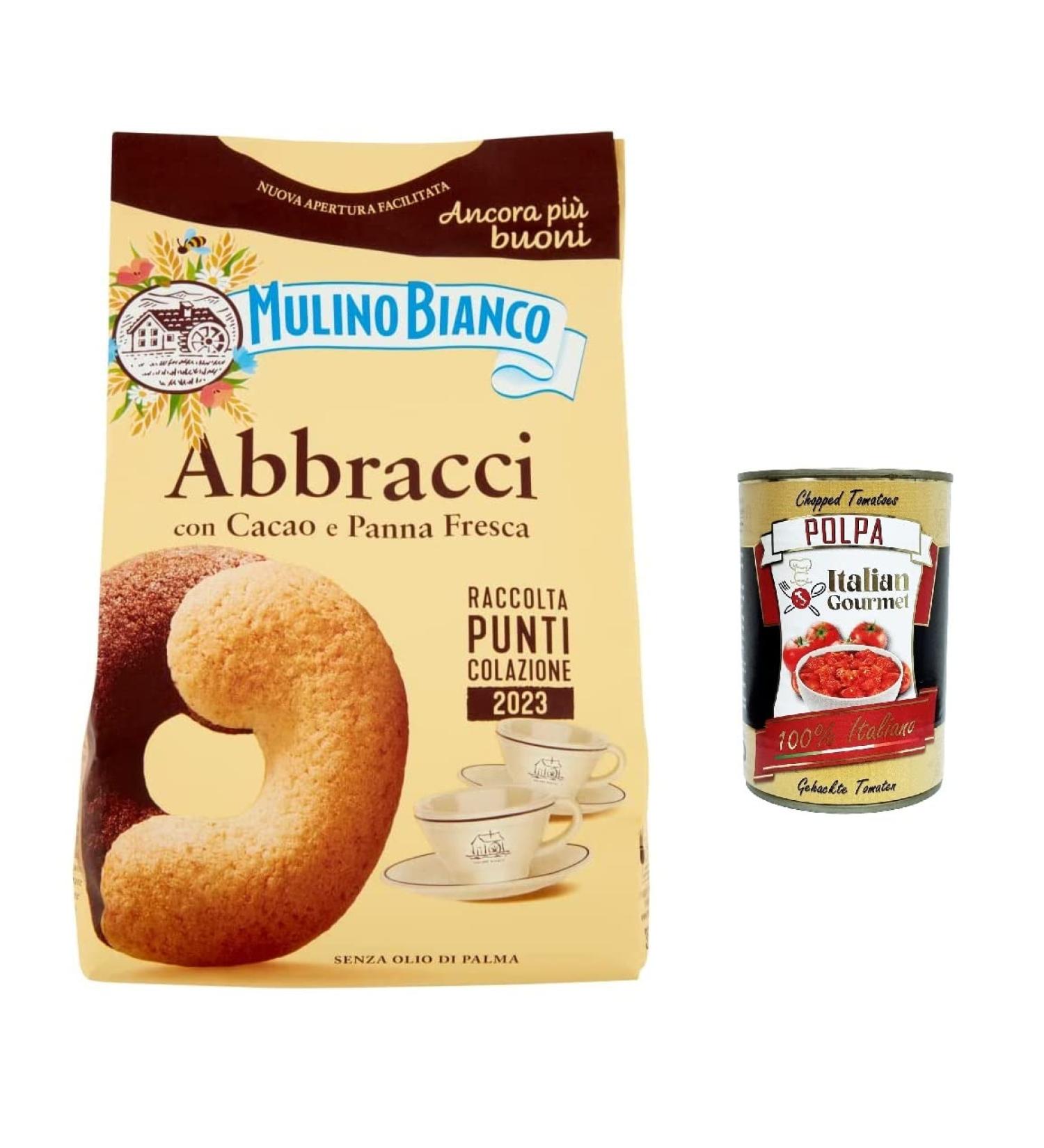  Italian Gourmet E.R. Mulino Bianco Abbracci Pack of 10 cocoa and fresh cream shortbread biscuits palm oil free 350g + Italian gourmet polpa 400g - Buy Online on GoSupps.com