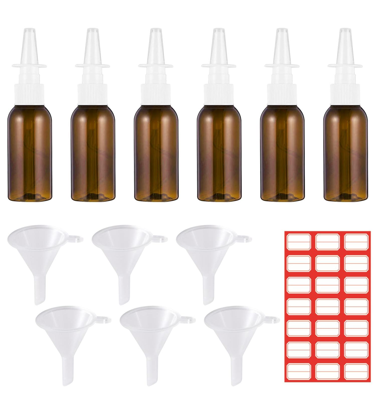 JORTMRD 6-Pack 30ml Empty Glass Nasal Spray Bottles - Refillable Fine Mist Sprayers with Funnel & Blank Labels for Perfume & Salt Water - Buy Online on GoSupps.com