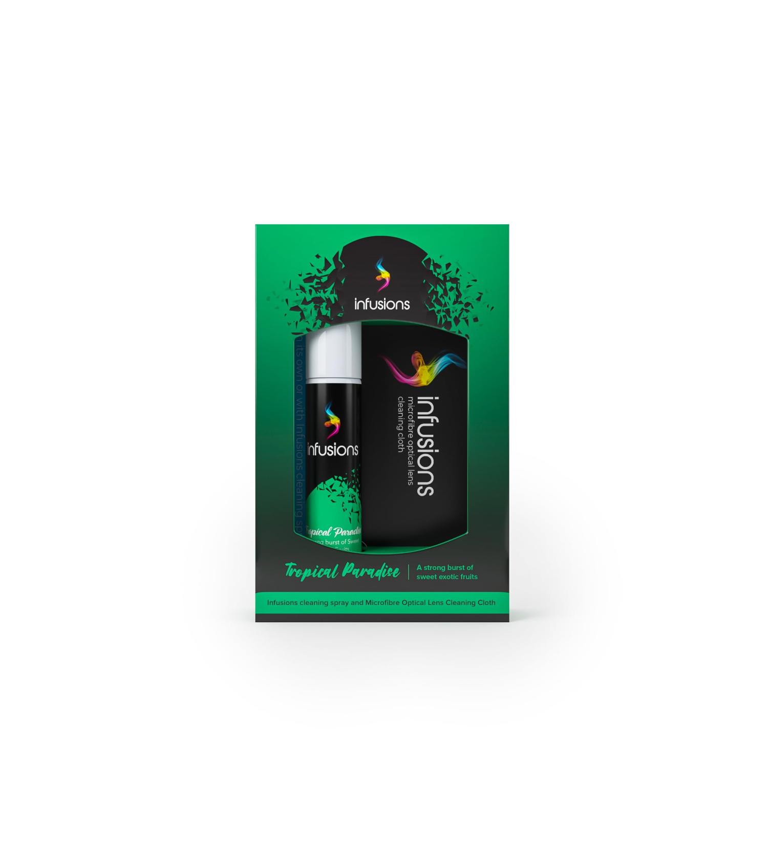Infusions Tropical Paradise Cleaning Spray & Microfibre Lens Cleaning Cloth Gift Set - Buy Online on GoSupps.com